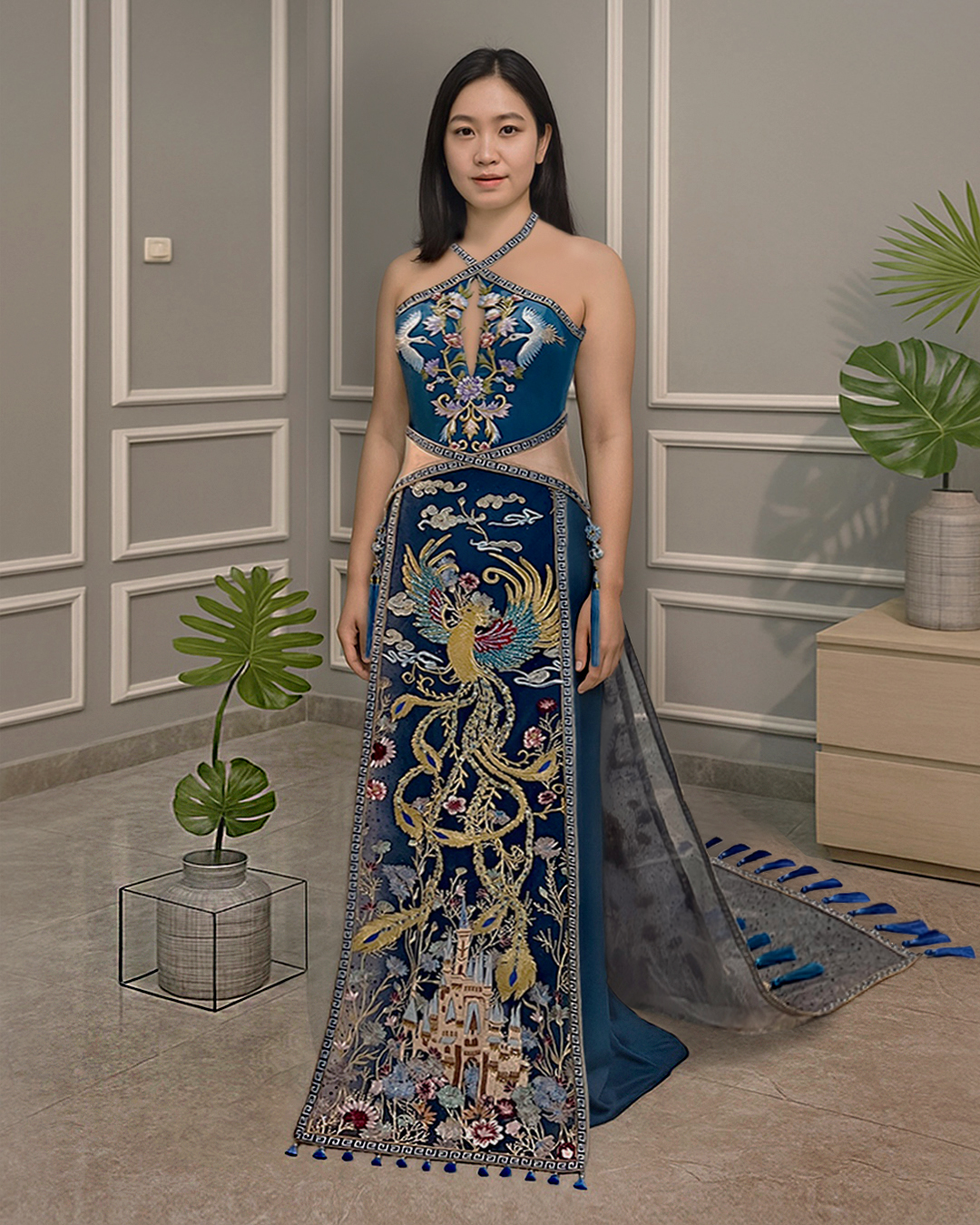 CC010- Deep Aegean Blue Cheongsam
