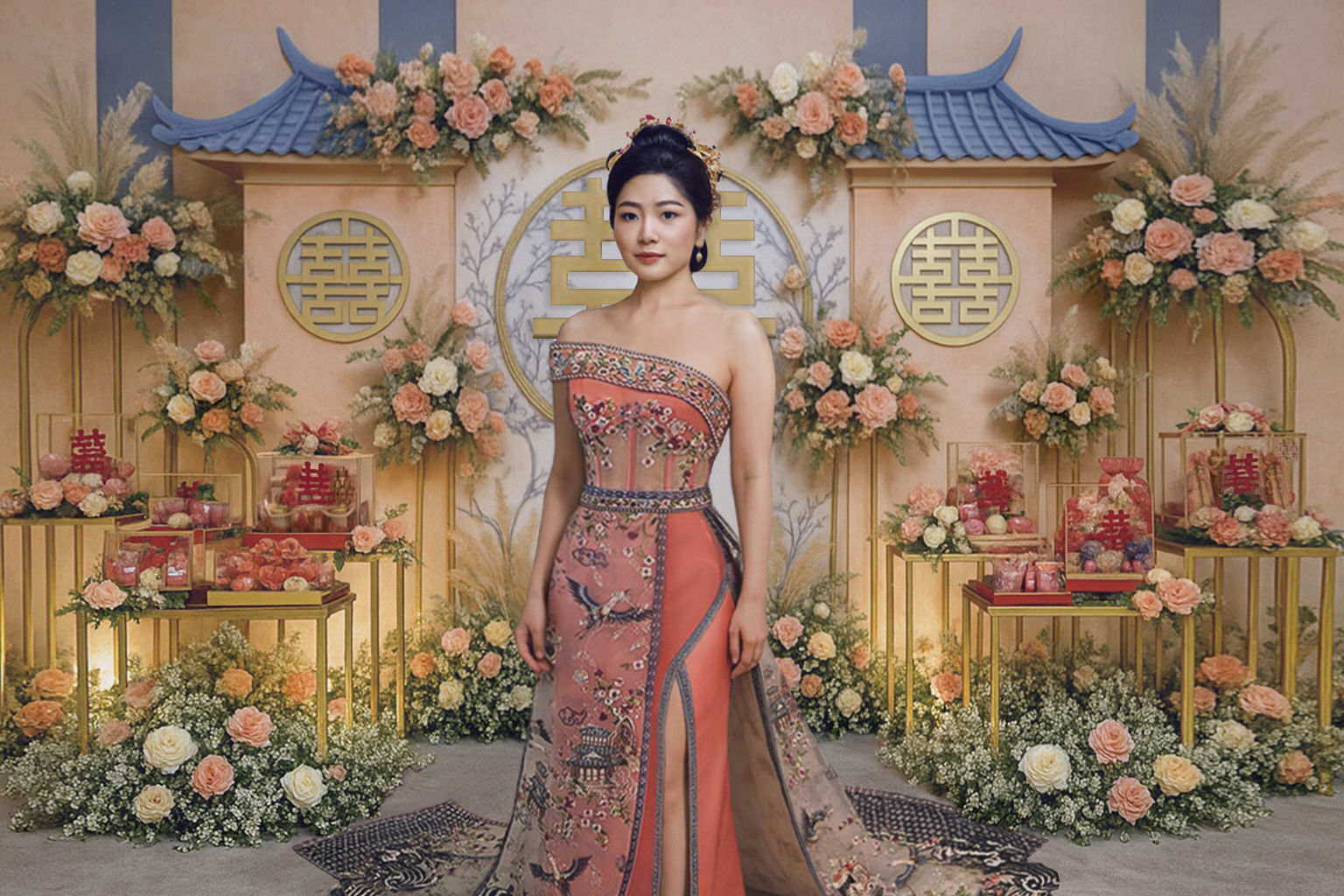 CC043 -  Coral Reverie: A Tapestry of Heritage and Elegance