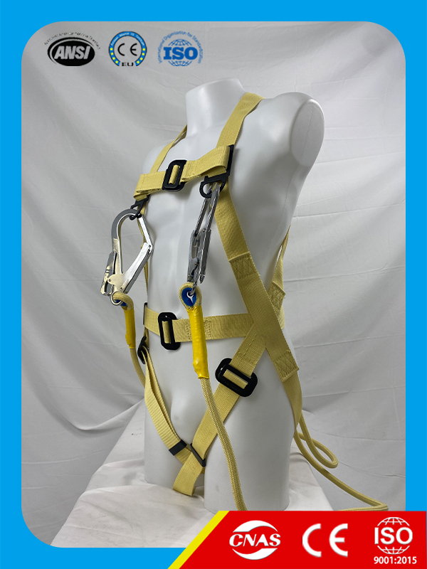 full body harness with double lanyard