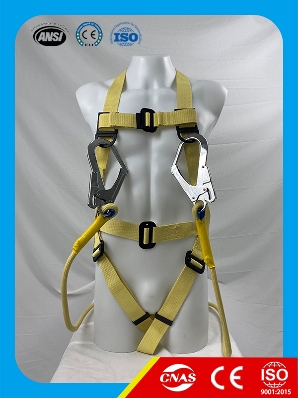 full body harness with double lanyard