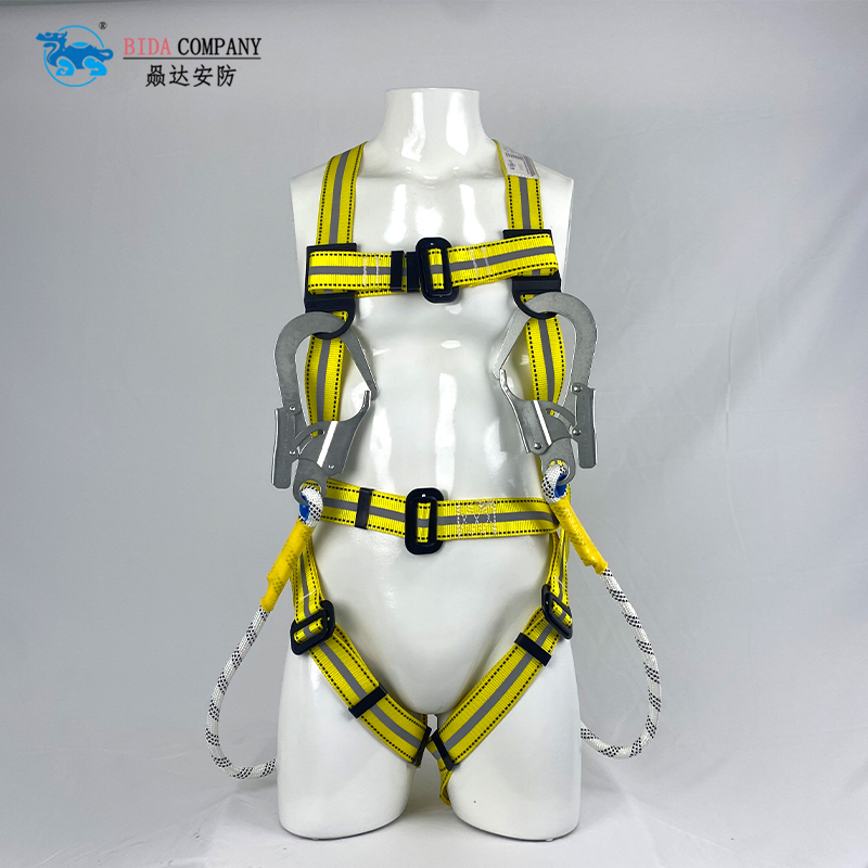 Full-body warning harness - with double hooks - with Shock-absorbing Lanyard