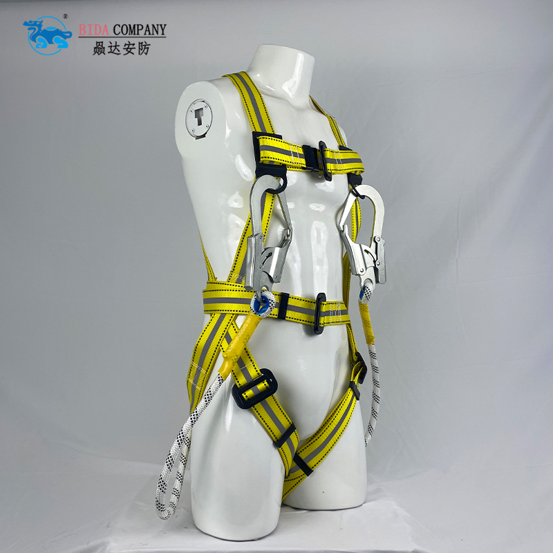 Full-body warning harness - with double hooks - with Shock-absorbing Lanyard