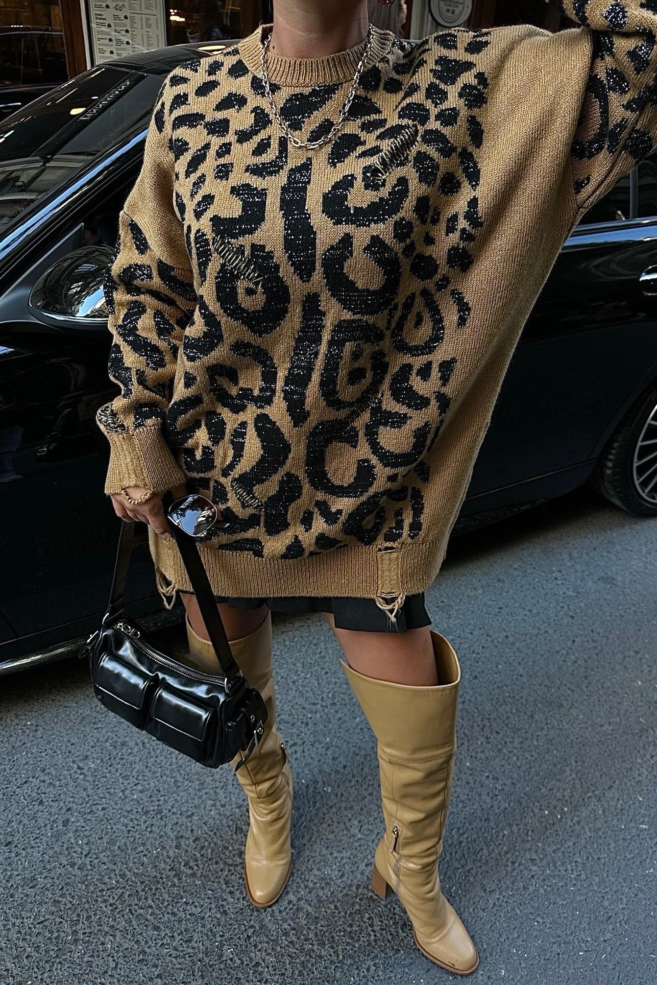 Ilgas megztinis su blizgesiu