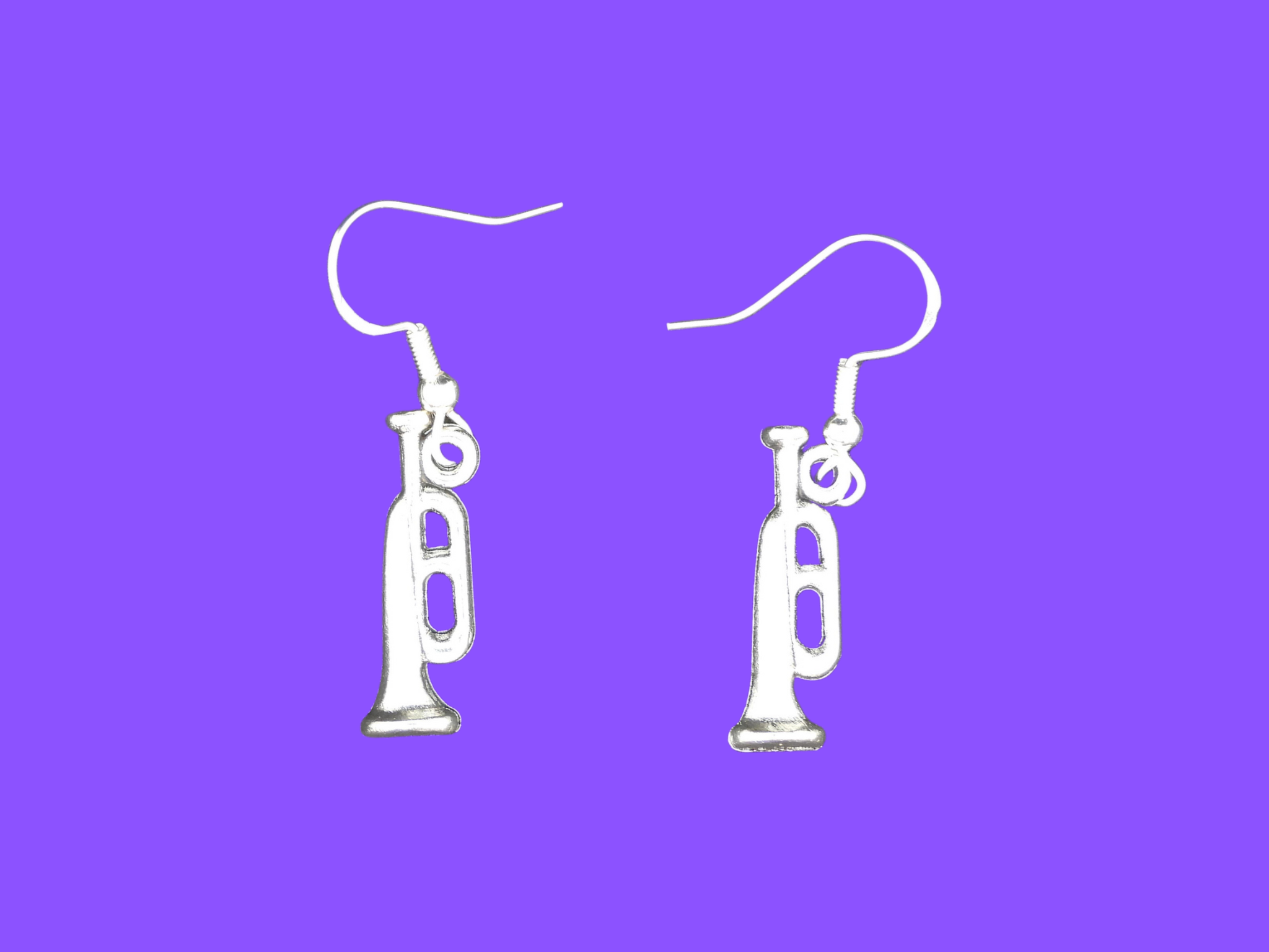 Trumpet Charm Dangle Earrings – Zinc Alloy with 925 Sterling Silver Hooks