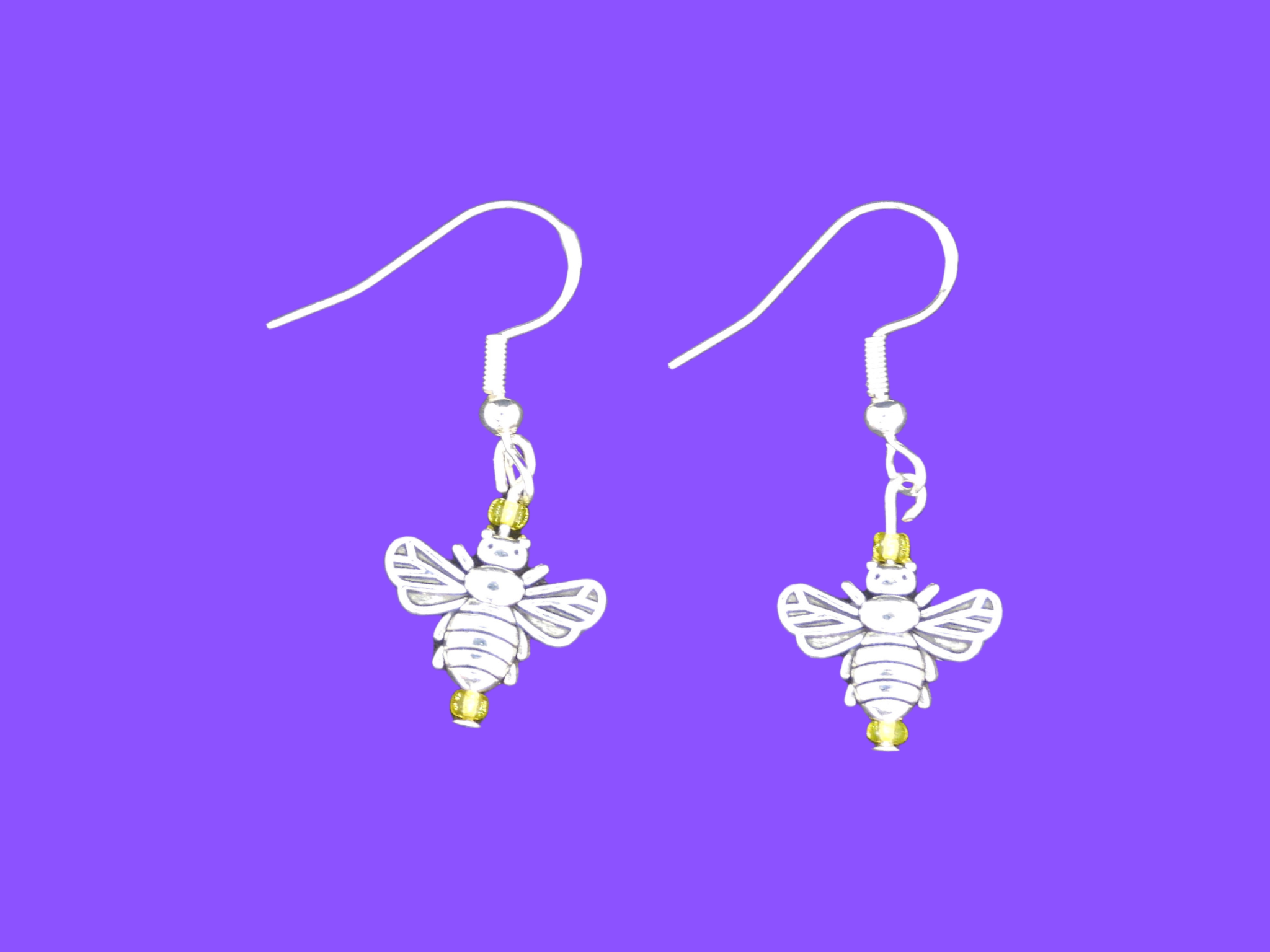Bee Charm Dangle Earrings – Zinc Alloy with 925 Sterling Silver Hooks