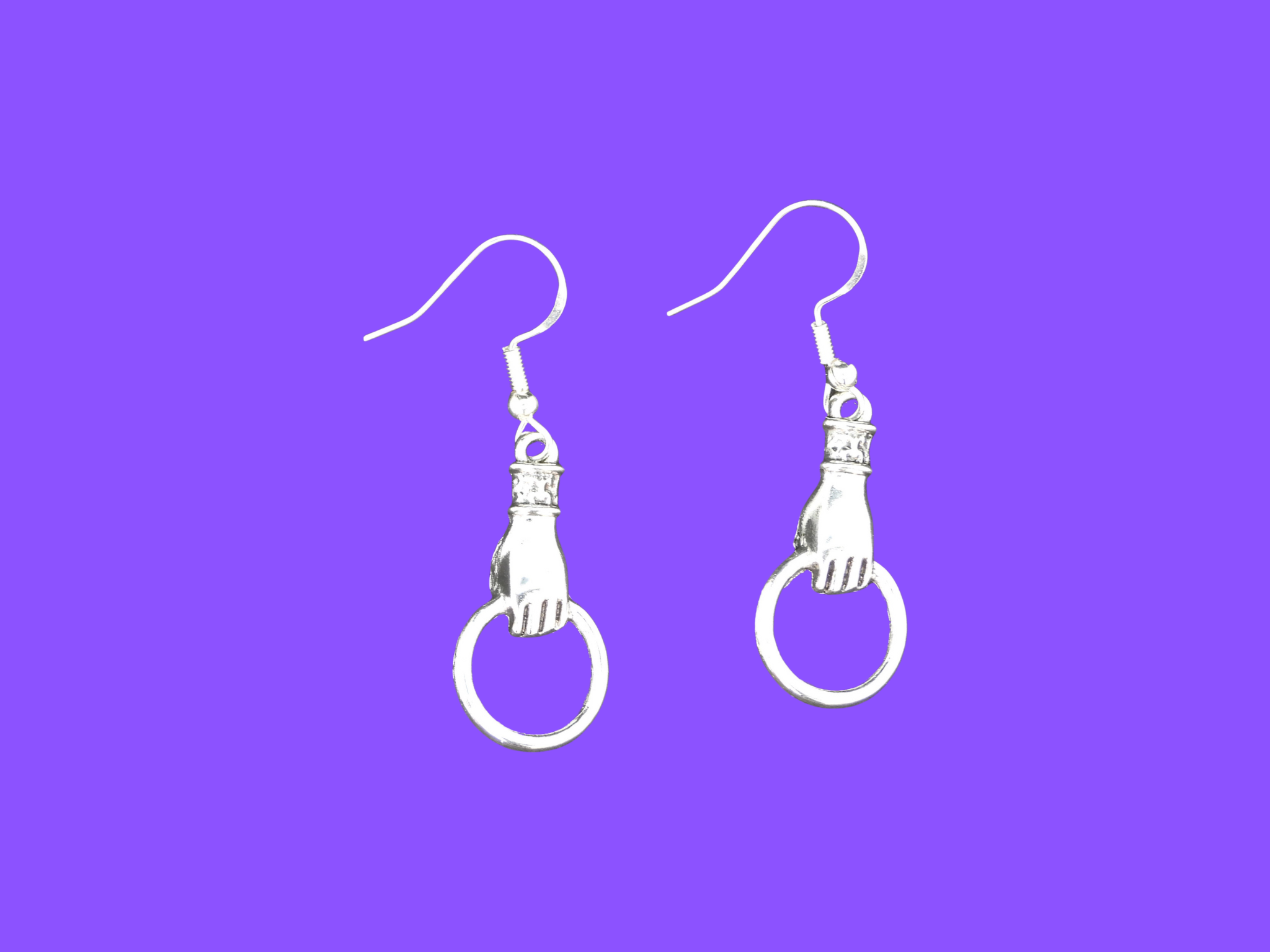 Hand Holding a Ring Charm Earrings – Zinc Alloy with 925 Sterling Silver Hooks