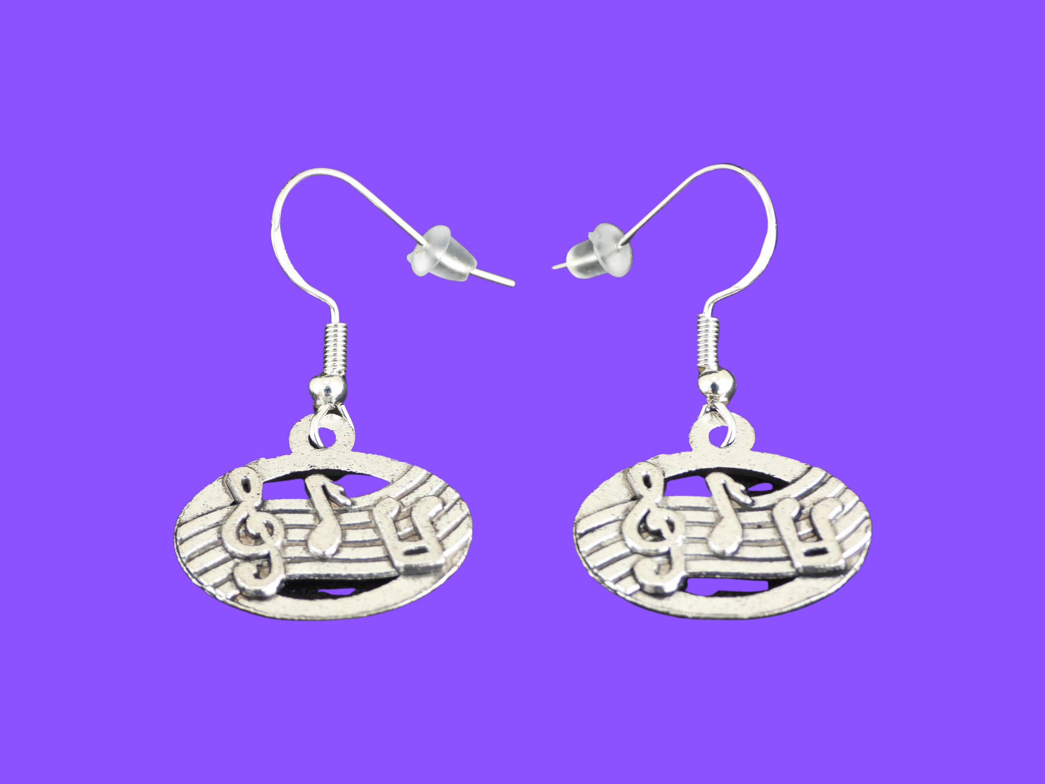 Music Sheet Charm Dangle Earrings – Zinc Alloy with 925 Sterling Silver Hooks