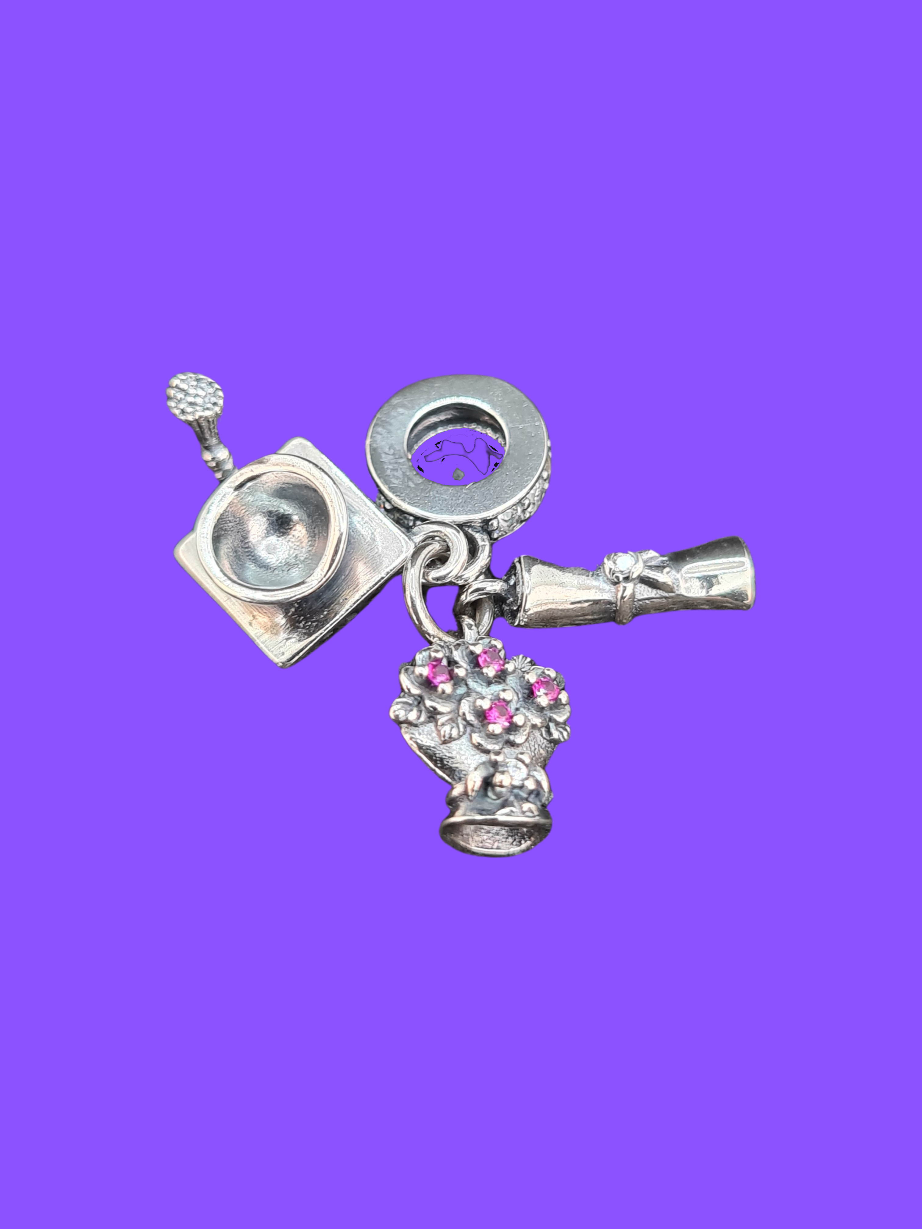 925 Sterling Silver Scroll & Ink Well Charm Set with Owl Presentation Box