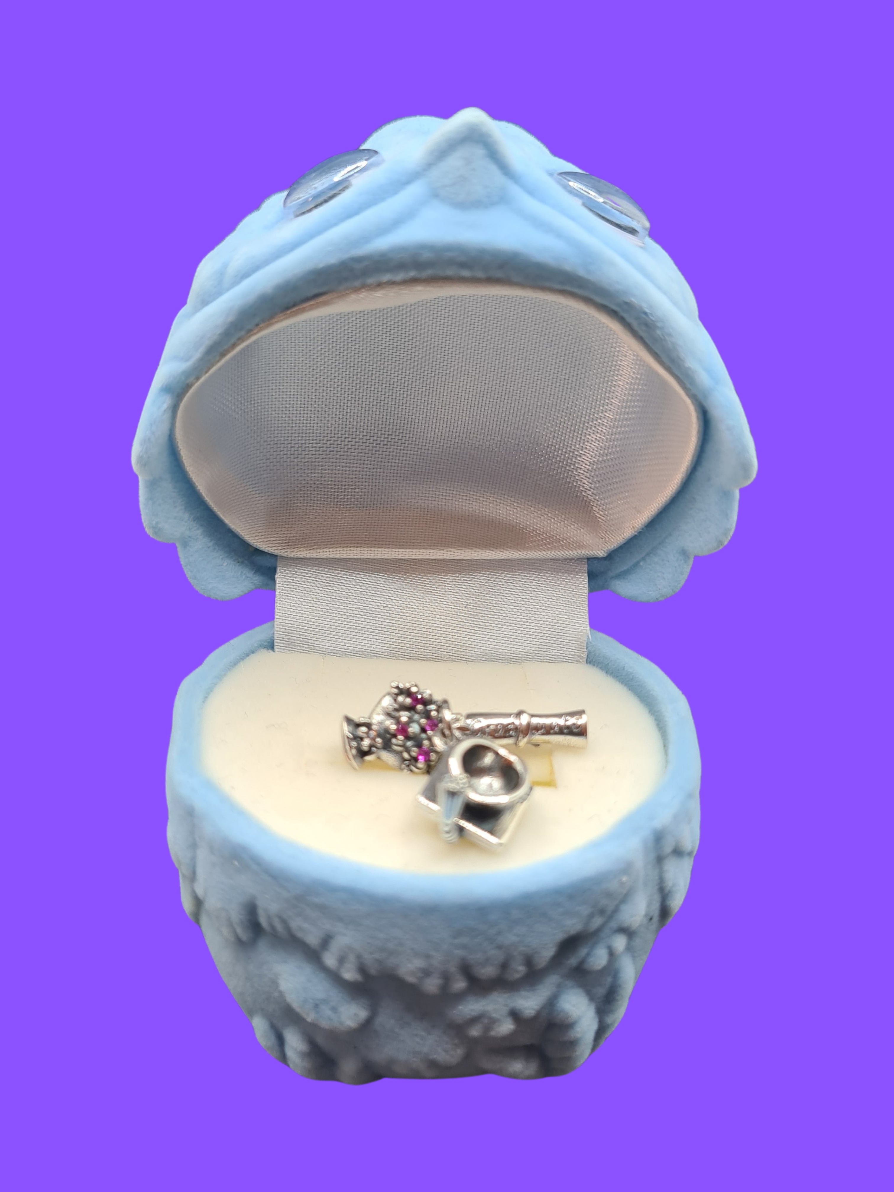 925 Sterling Silver Scroll & Ink Well Charm Set with Owl Presentation Box