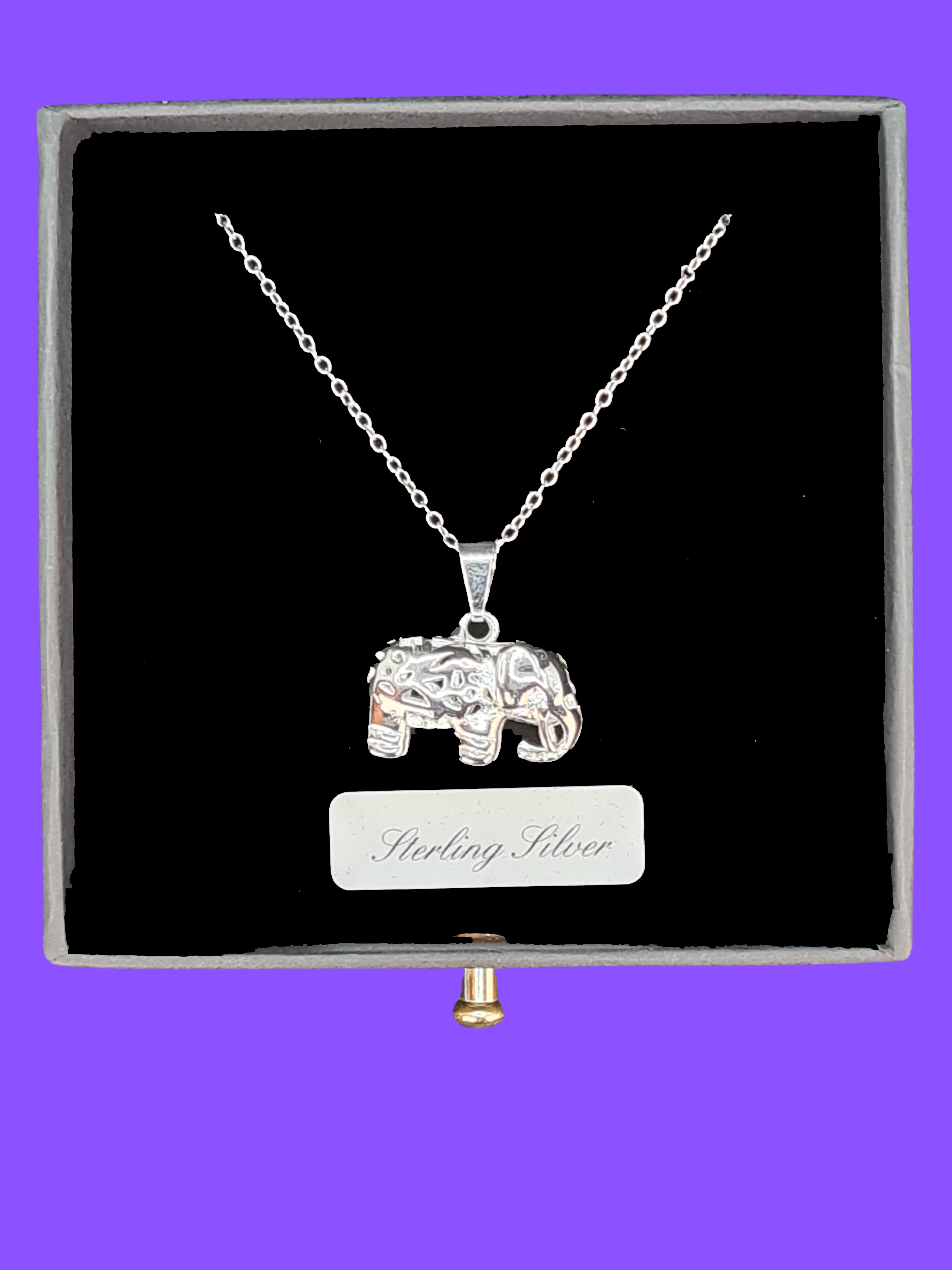 925 Sterling Silver Elephant Pendant Necklace – 45cm Chain with Sterling Silver Clasp