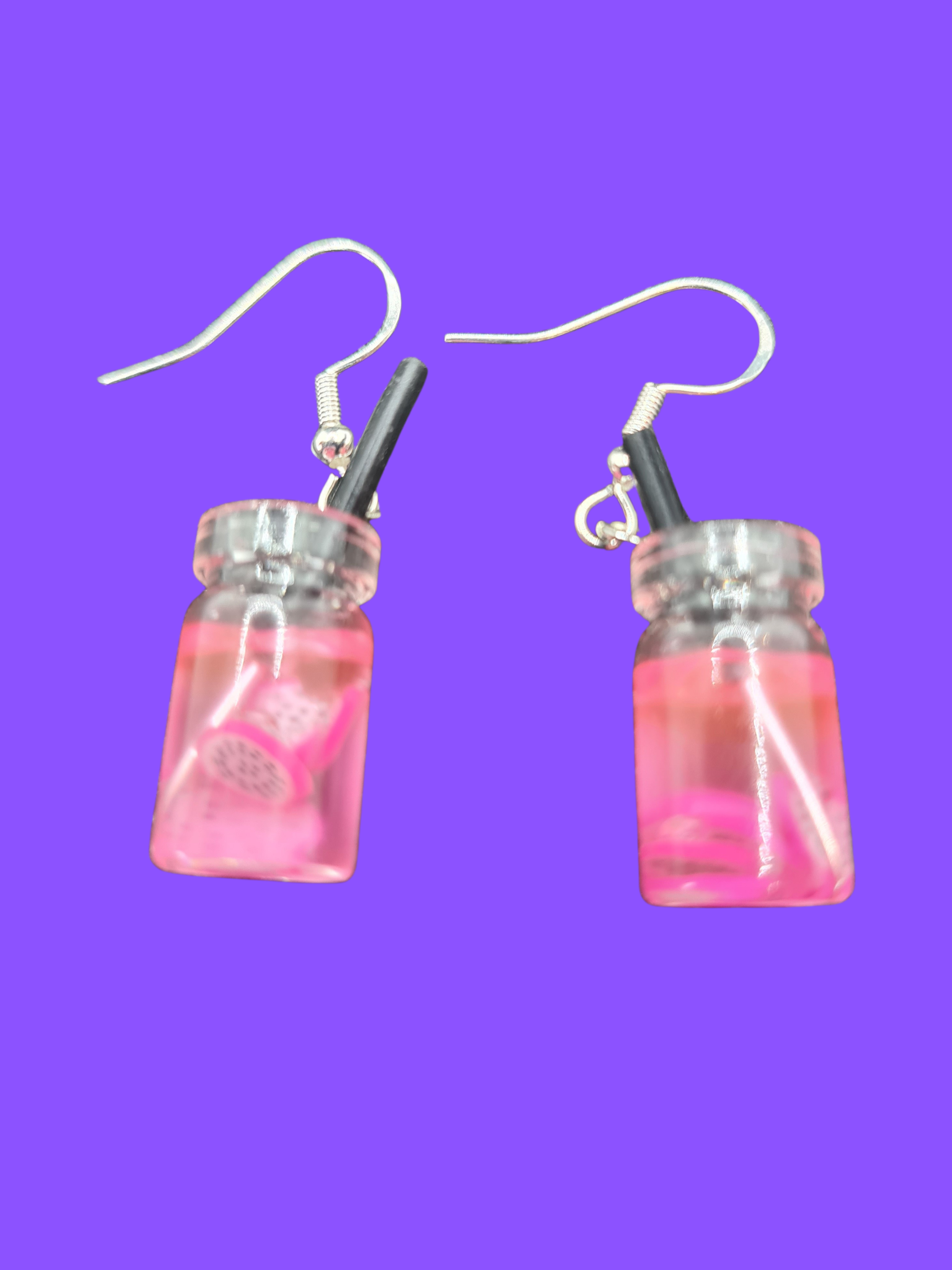 Cocktail Glass Earrings with 925 Sterling Silver Hooks