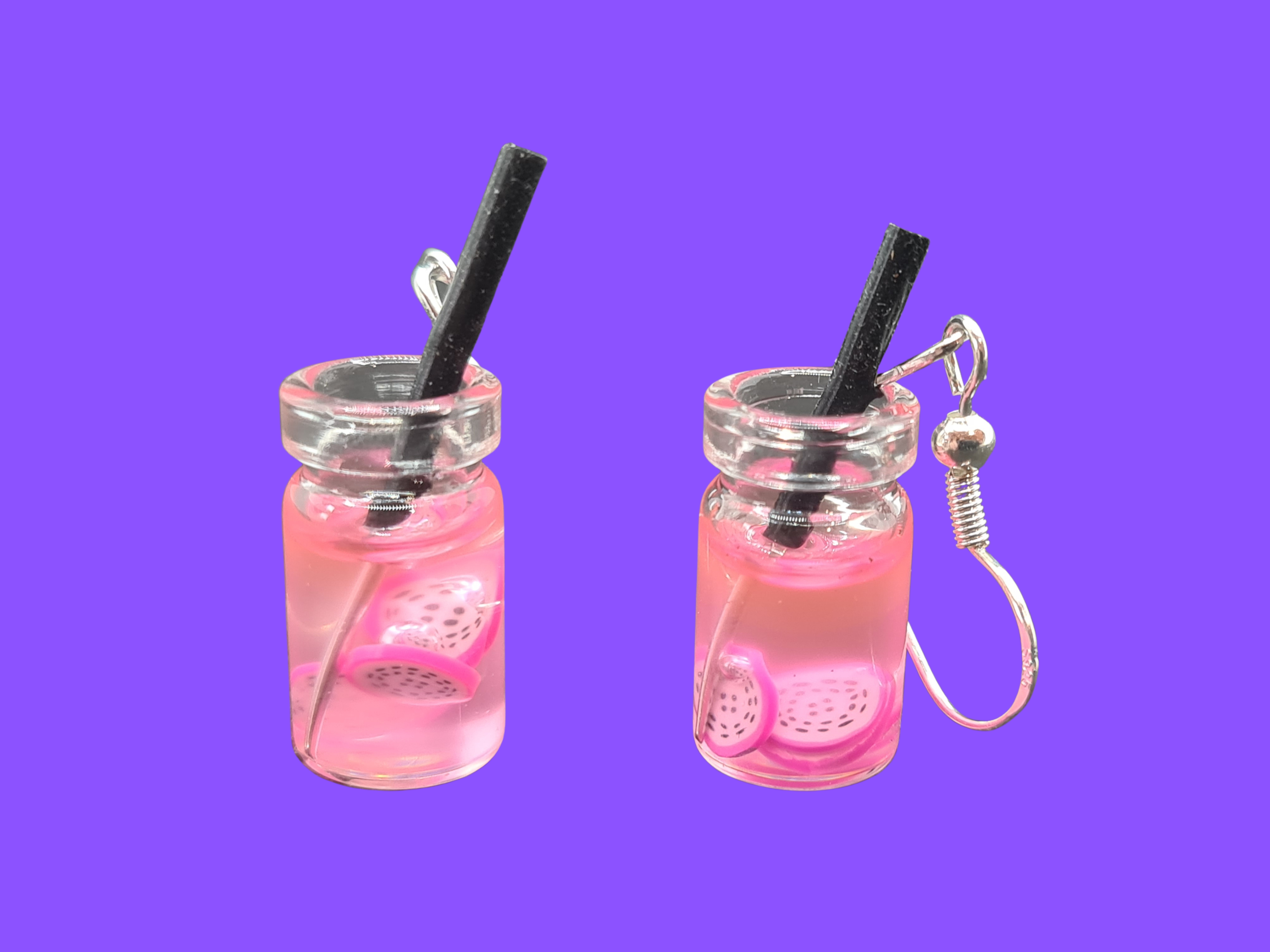 Cocktail Glass Earrings with 925 Sterling Silver Hooks