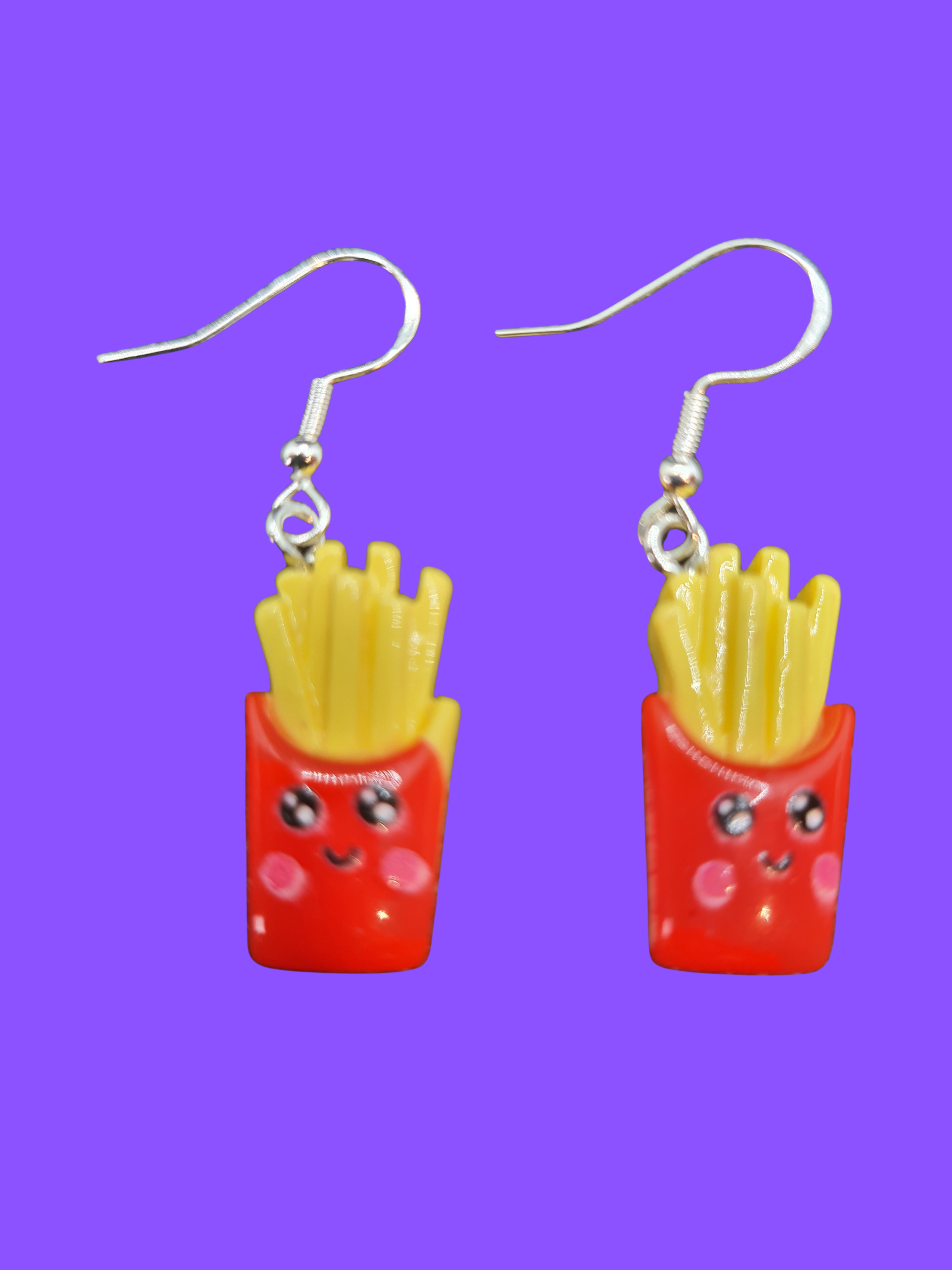 Fries in Red Pouch Earrings with 925 Sterling Silver Hooks