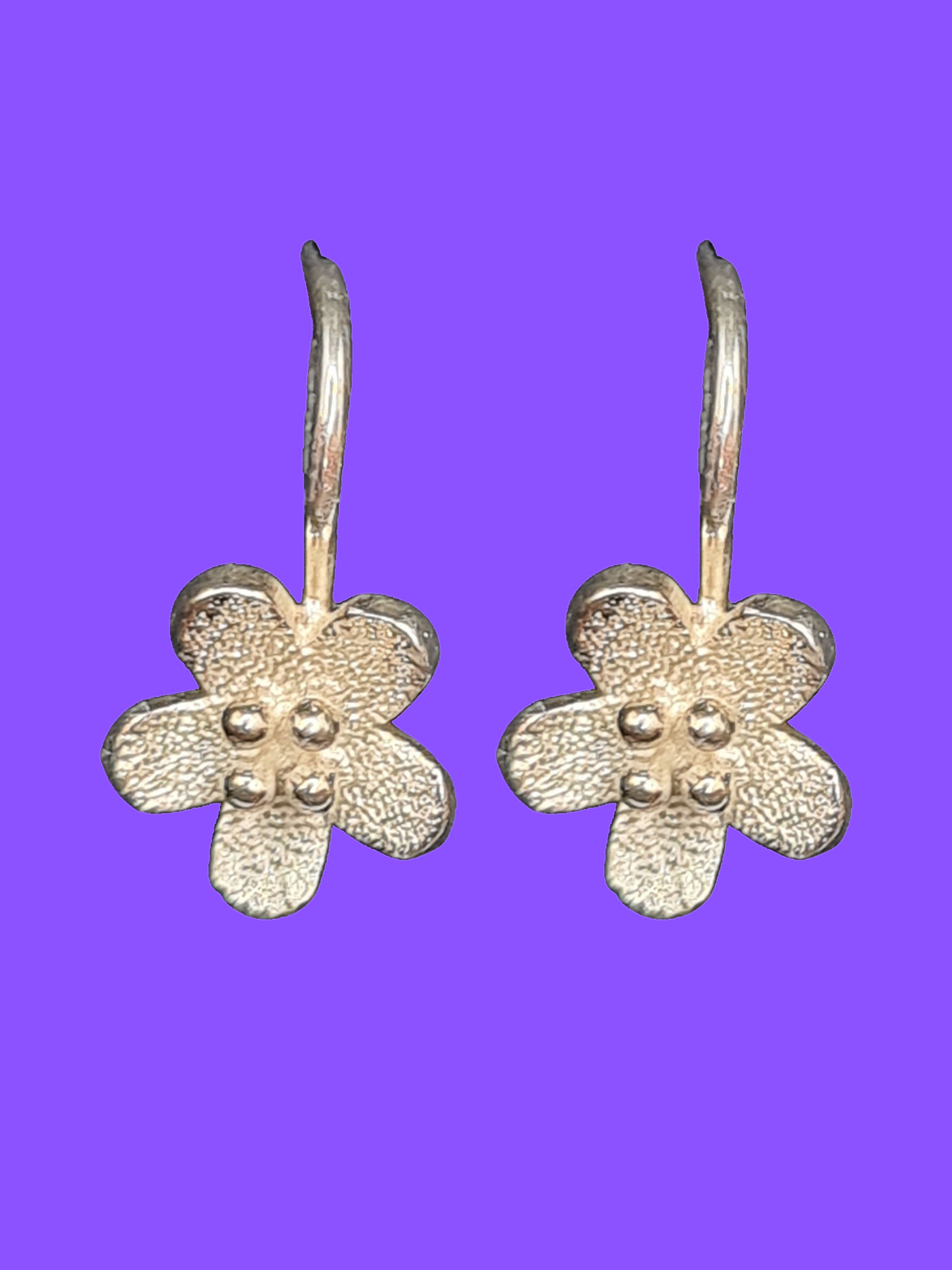 Flower Shaped Earrings - 925 Sterling Silver