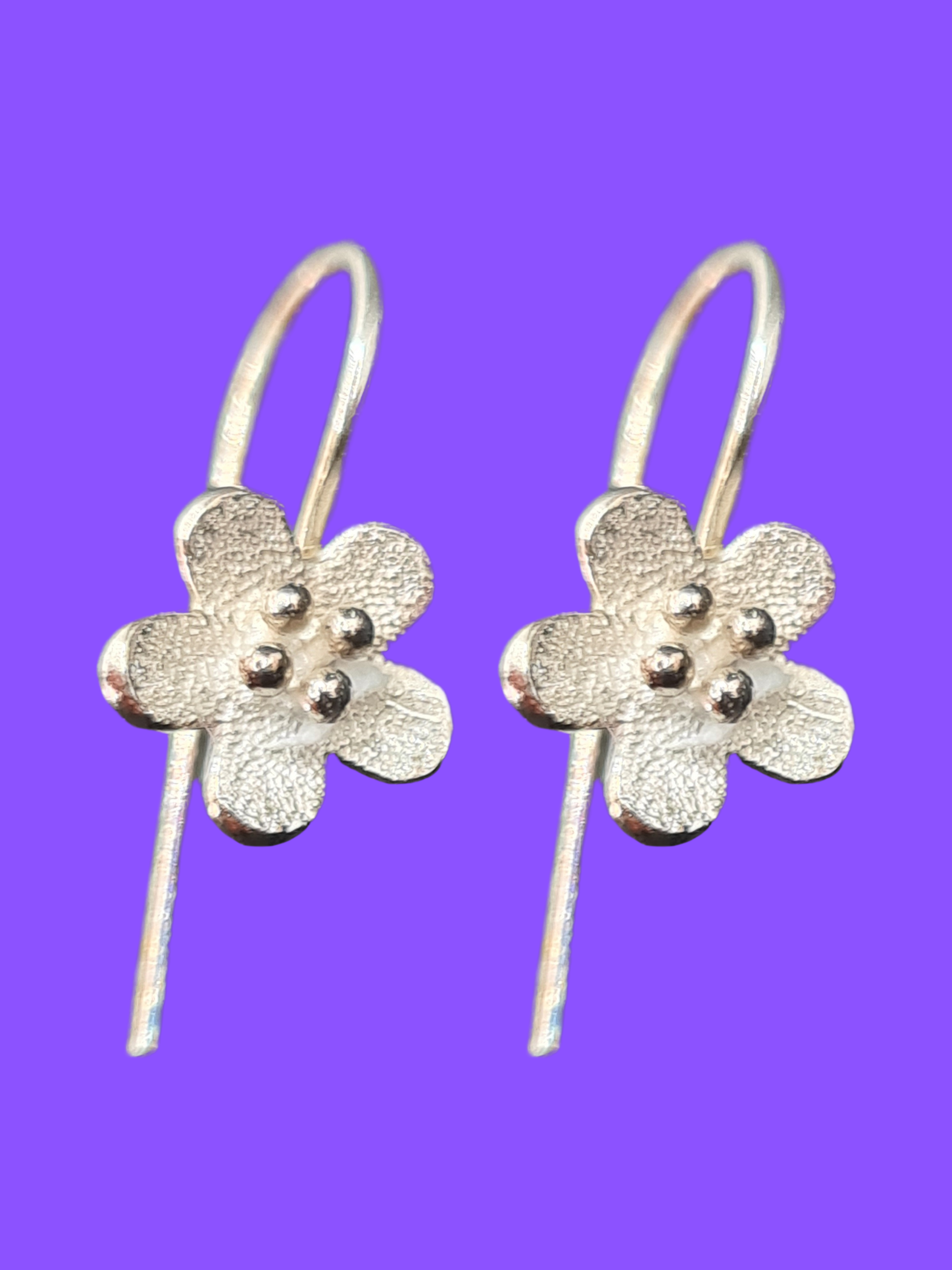 Flower Shaped Earrings - 925 Sterling Silver