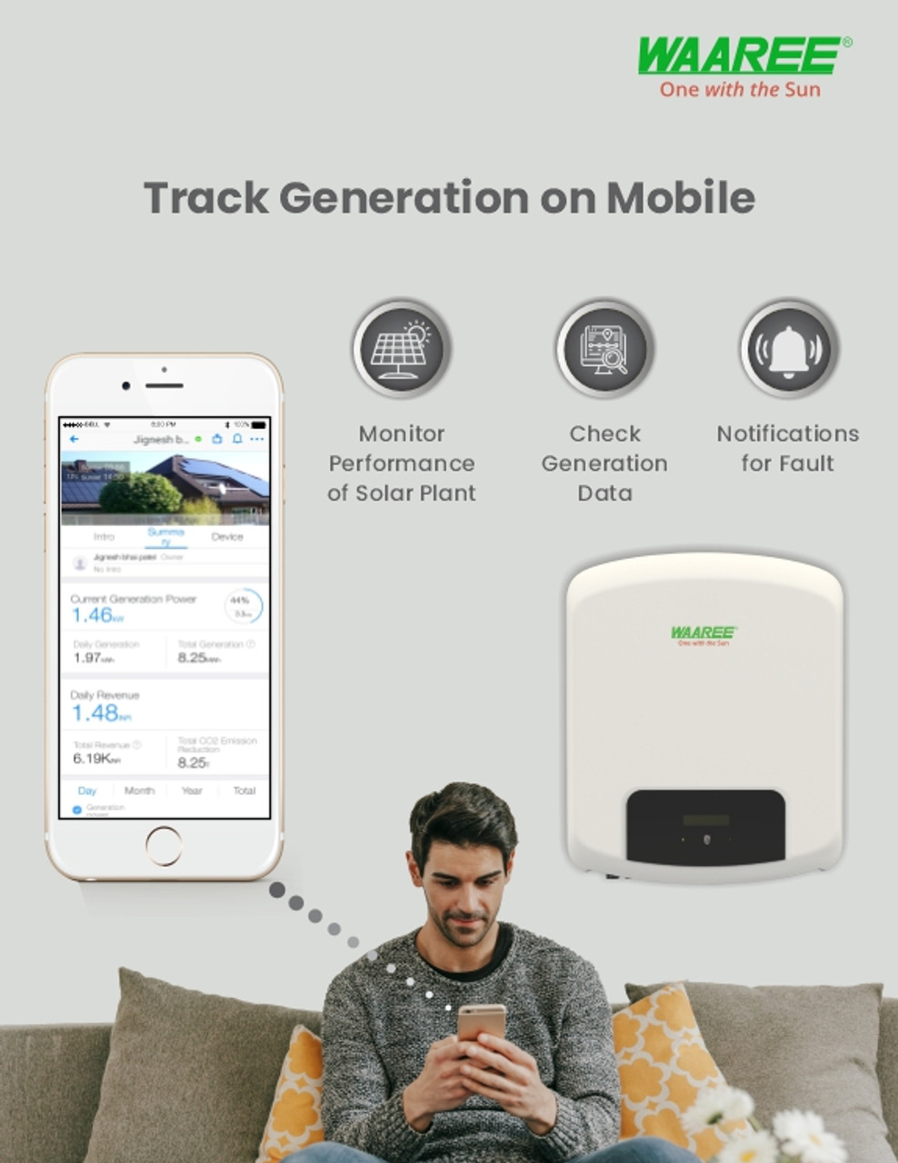 5 Kw Waaree DCR On Grid Solar System  PM Suryaghar Subsidy Combo (Three Phase Inverter)
