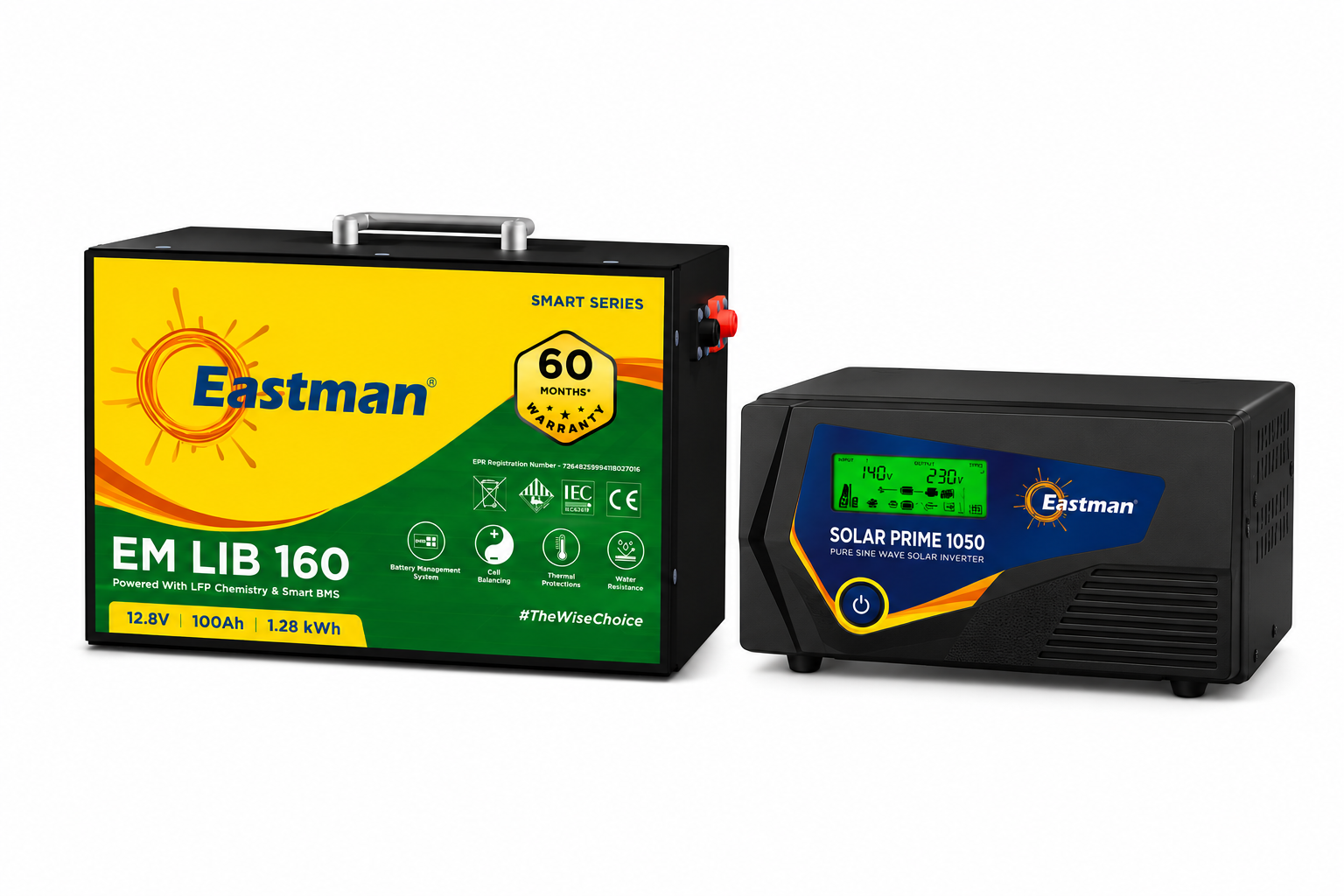 Eastman Solar Inverter and Battery ,Prime 1050 with Lithium ion battery LFP 160 -100 ah 60 month warranty 