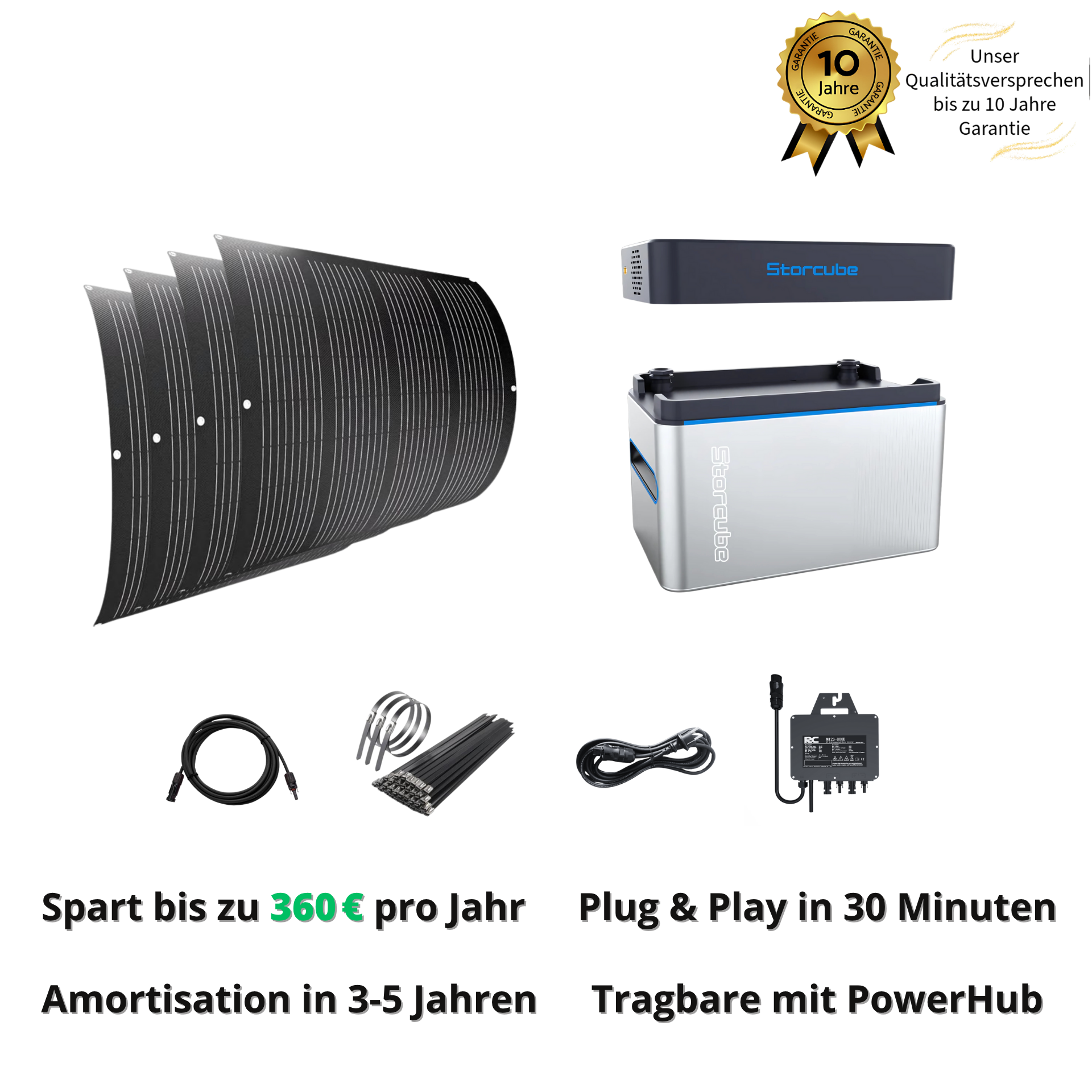 800W Balkon-Solarkit mit Speicher & Power-Hub