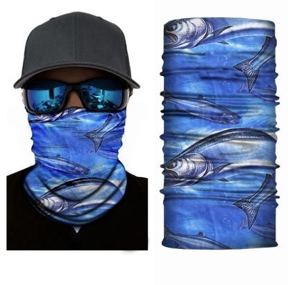 Fishy Neck Gaiter – Ocean Blue Fishing Face Cover by Live Two Fish