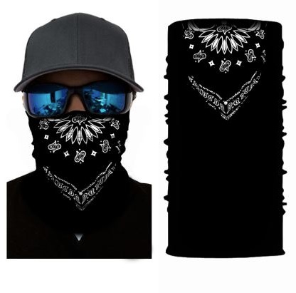 Skull Bandanna Neck Gaiter – Tactical Black Face Shield by Live Two Fish