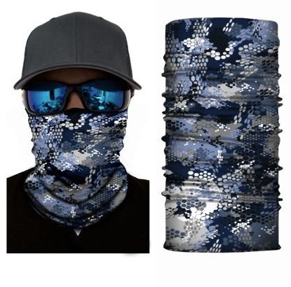 Blue Gray Kryptek Neck Gaiter – Tactical Stealth Face Shield by Live Two Fish