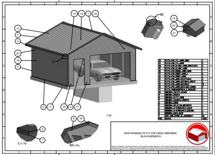 Poradnik budowy budynku gospodarszo/garażowego z płyt warstwowych 35m2 - garaż.