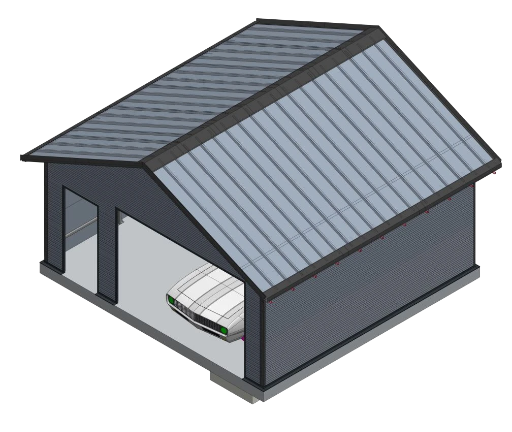 Poradnik budowy budynku gospodarszo/garażowego z płyt warstwowych 35m2 - garaż.