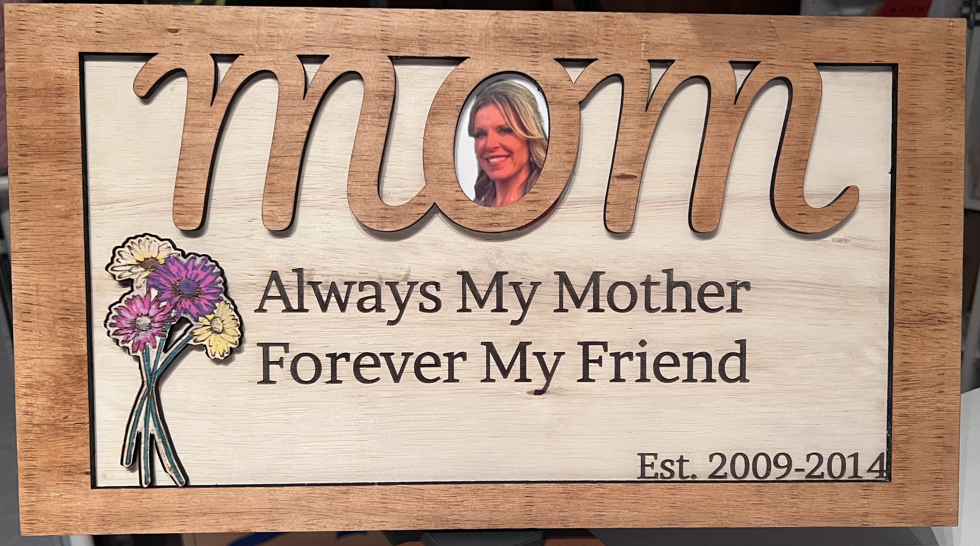 Mom 18' x 10" Engraved Wooden Plaque