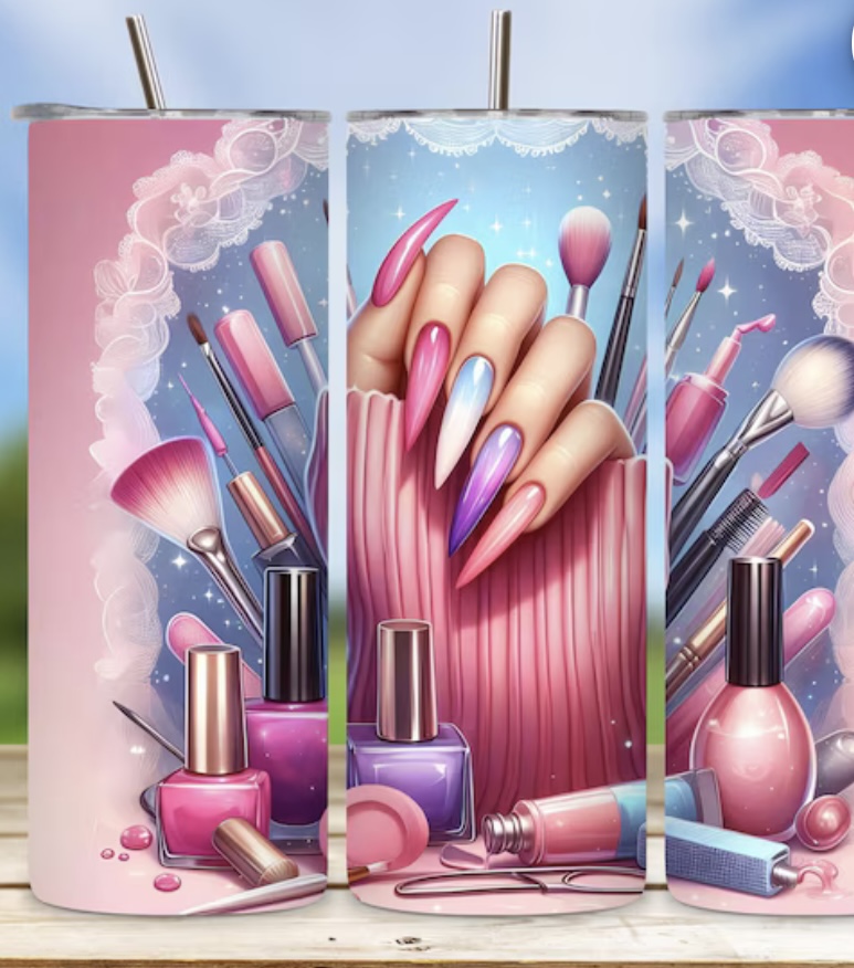 Cosmetic-themed tumbler
