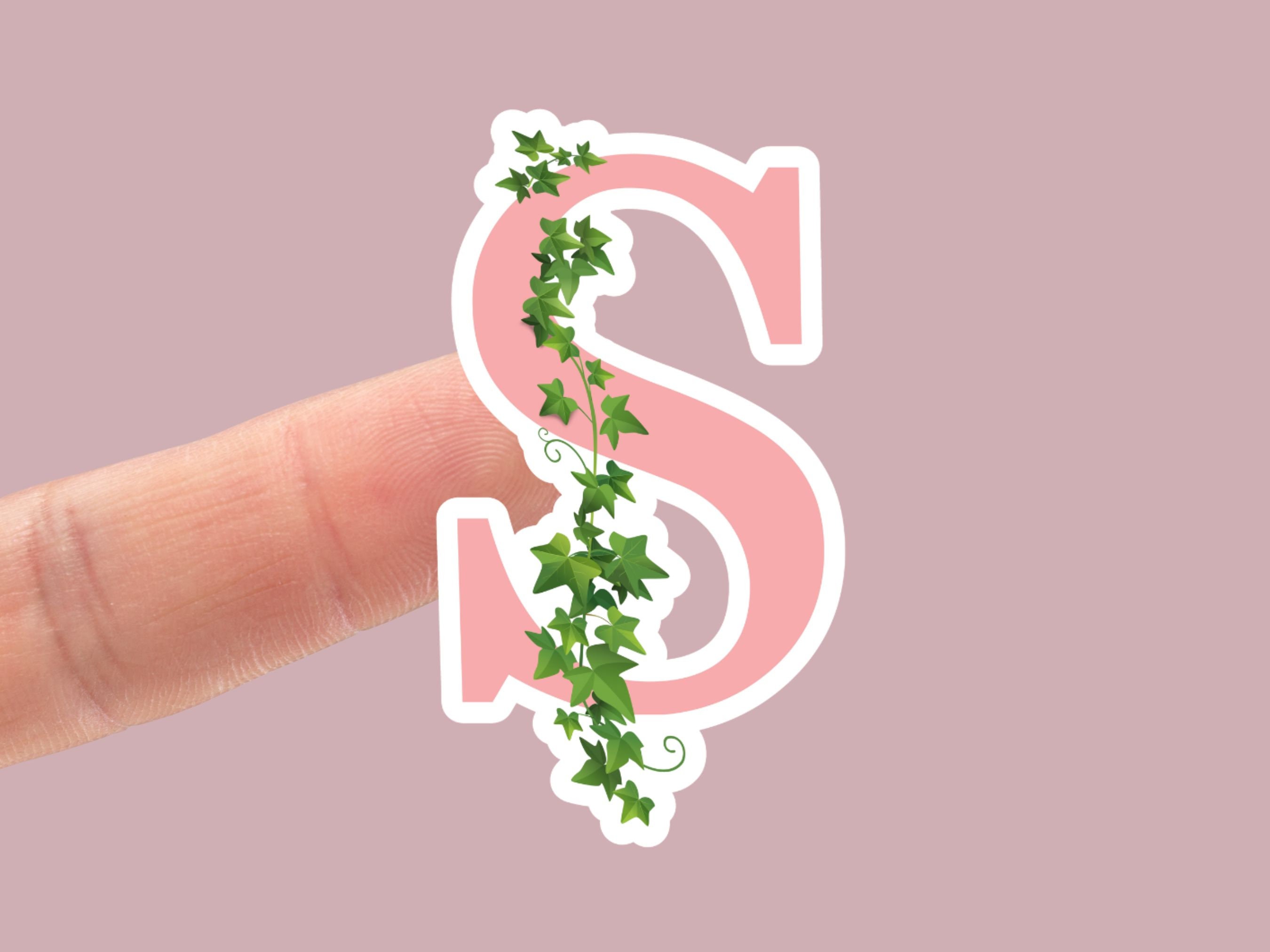 Pink and Green Monogram Stickers - Waterproof Personalized Stickers for Stylish Decor