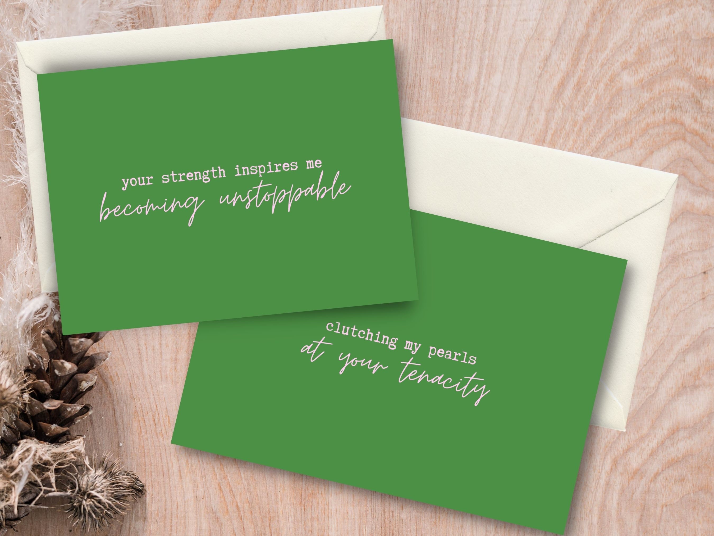 Sisterhood Notecard Set - Empowered Woman Note Cards with Pearl Shimmer Envelopes