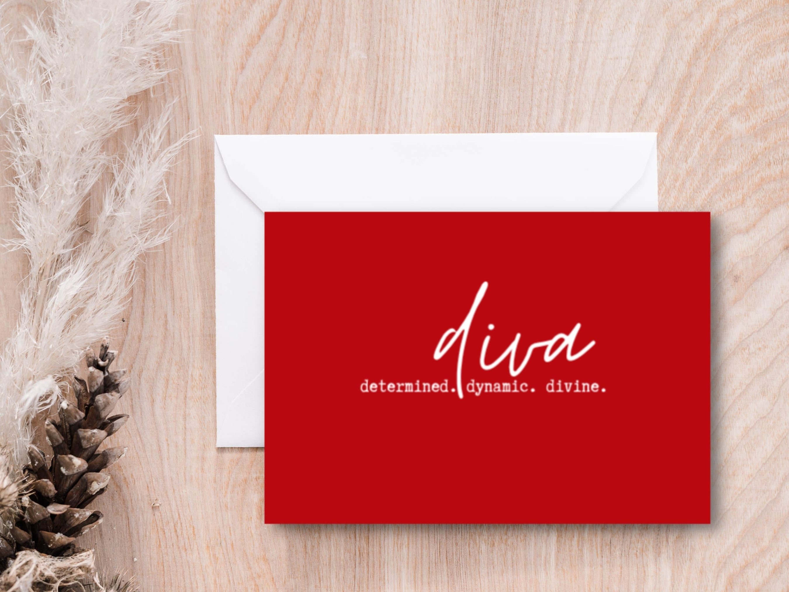 Diva Thank You Cards - Red and White Sorority Notecards with Envelopes