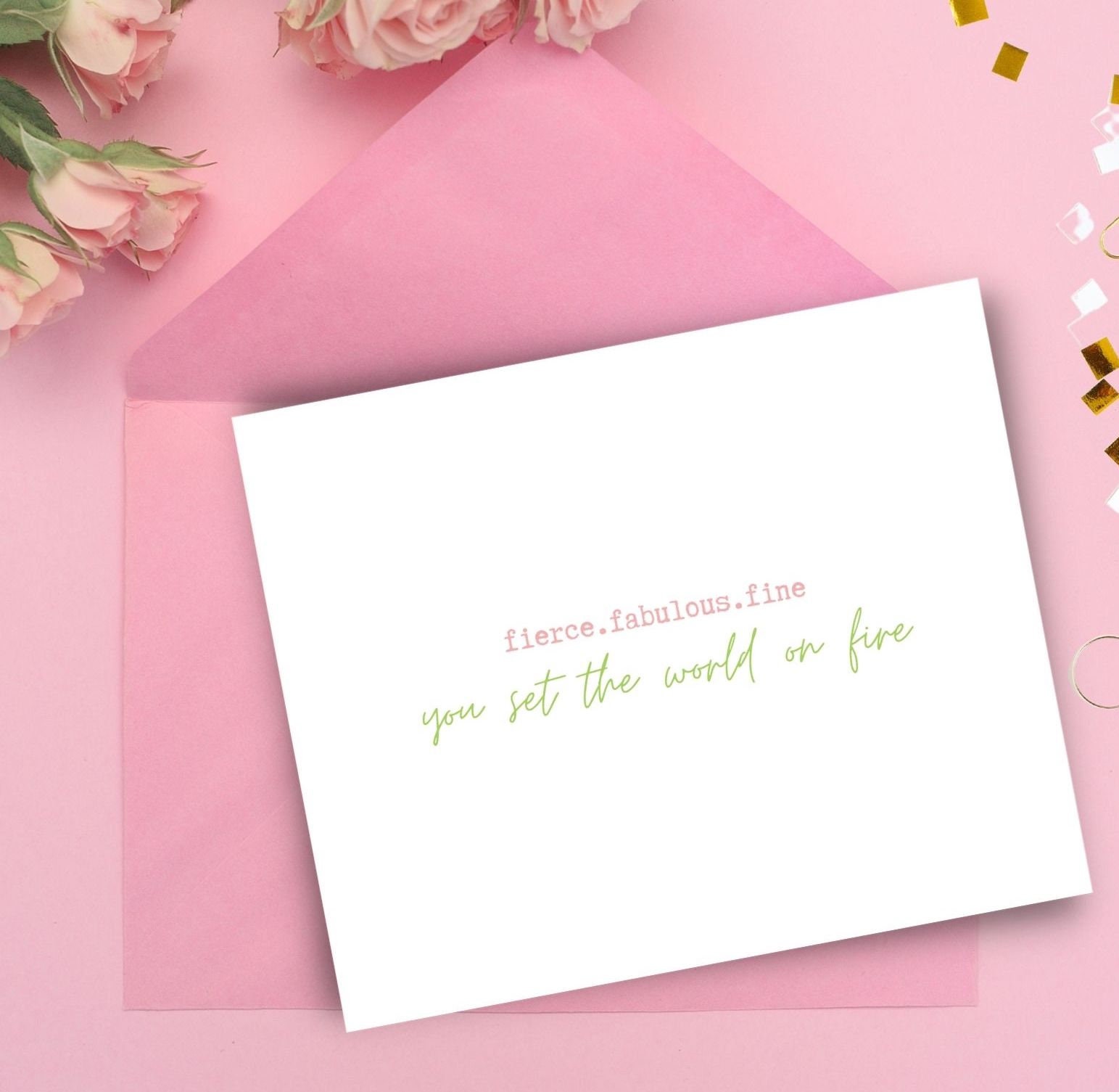 Set of 6 Soft-Touch Note Cards - Fierce, Fabulous, Fine Greeting Cards