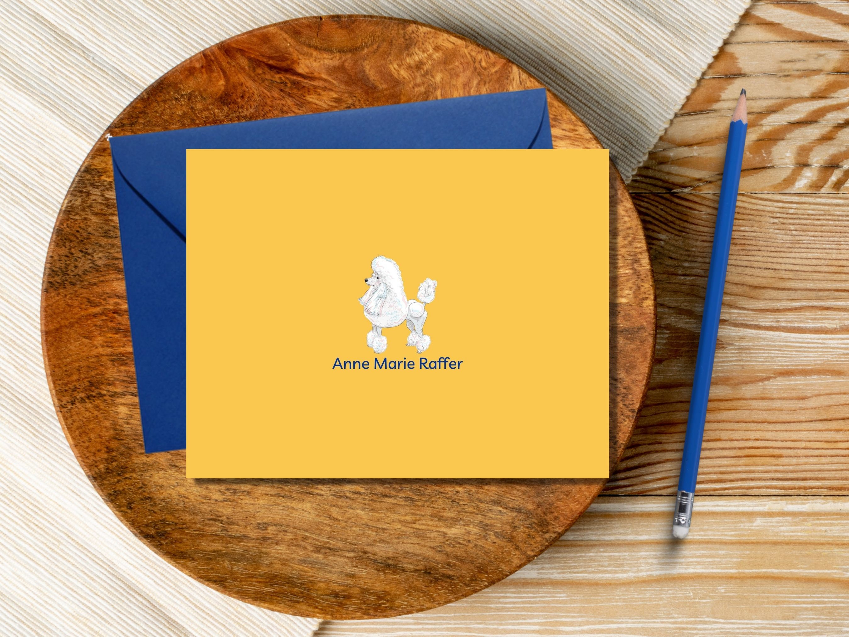 Elegant Blue and Yellow Monogram Note Cards - Customizable Stationery for Any Occasion