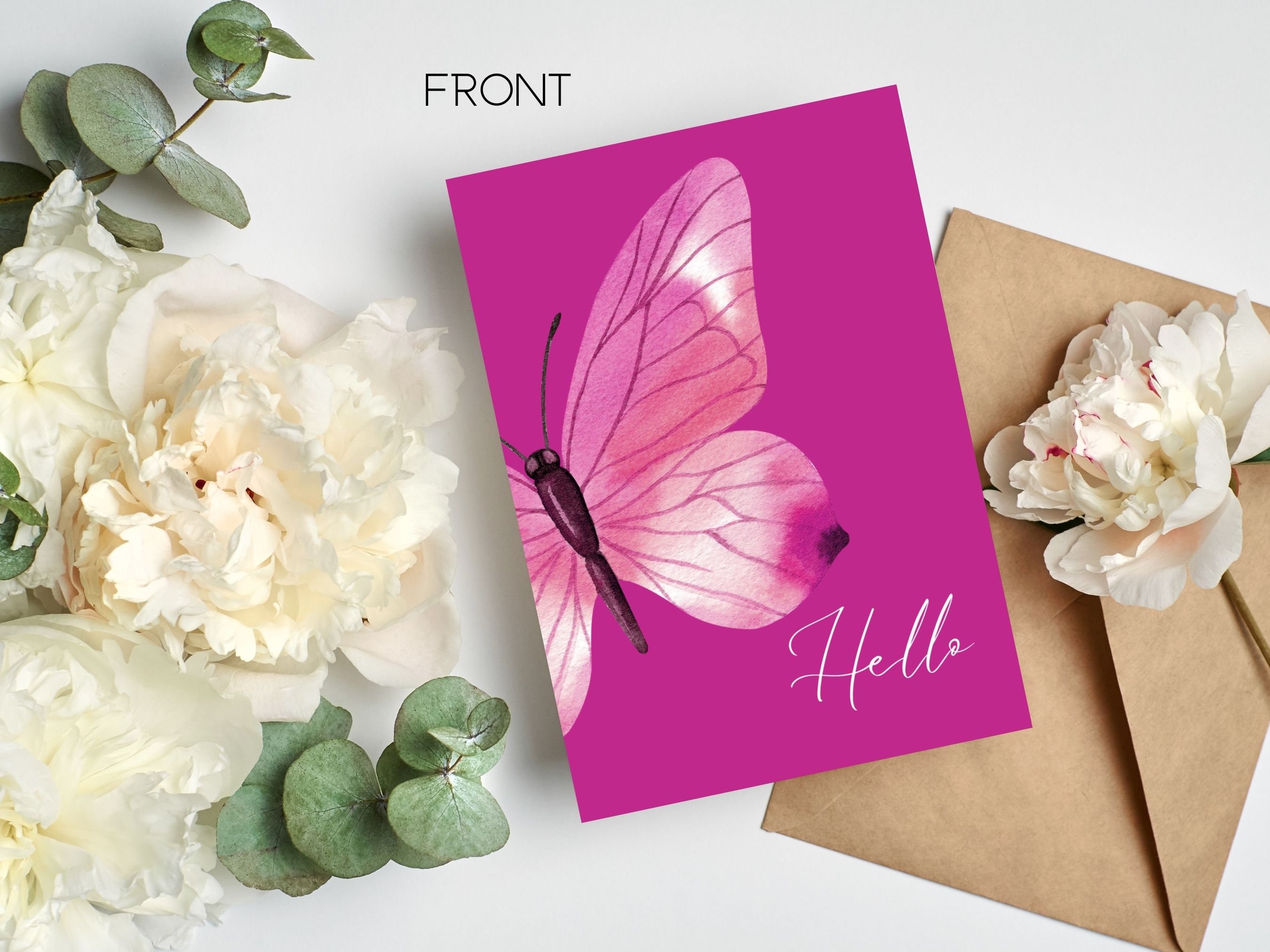 Elegant Pink Watercolor Butterfly Notecards - Perfect for Birthdays & Cheerful Notes