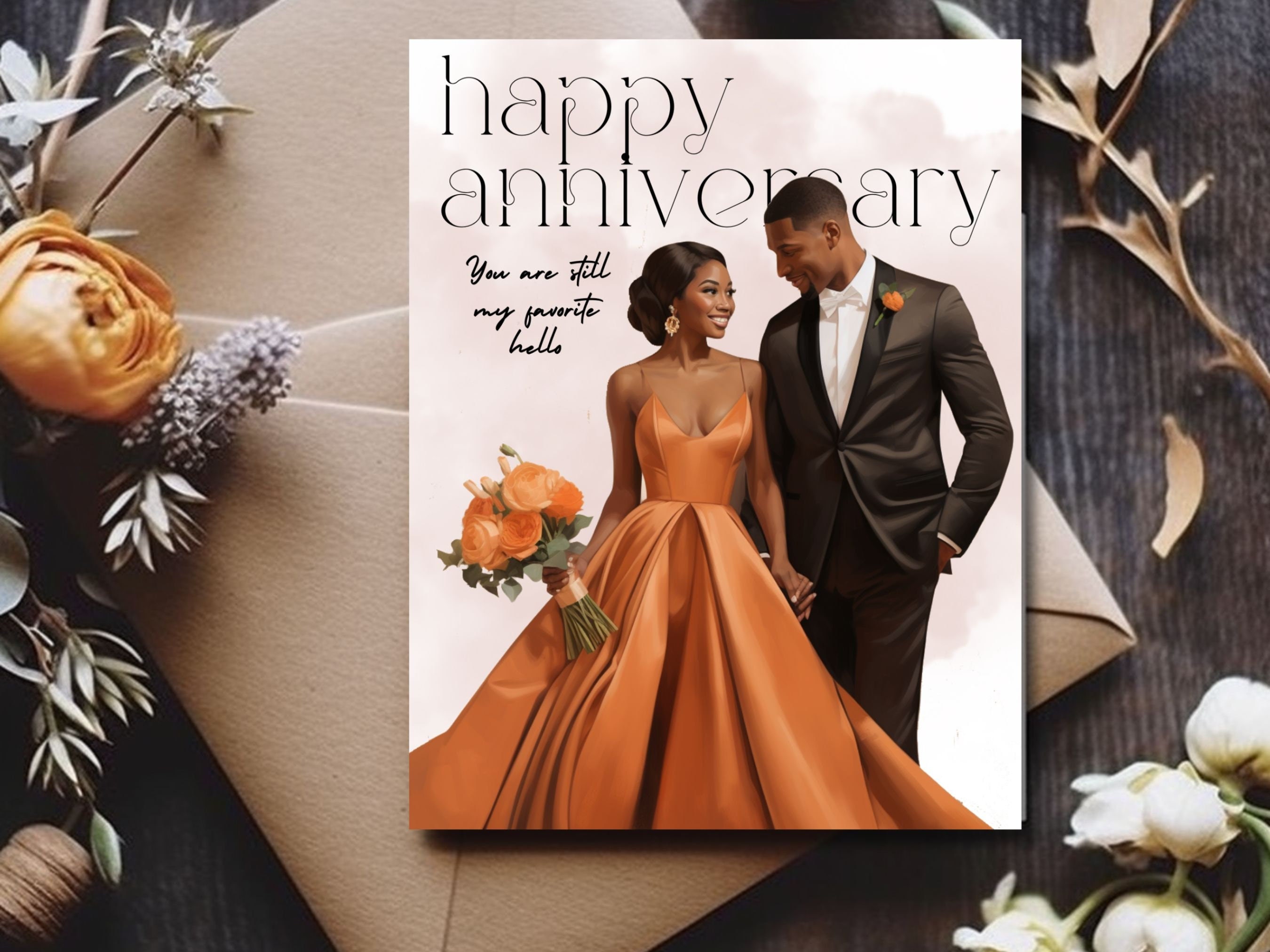 Classy Black Anniversary Card - Elegant Vintage Design for Timeless Romance