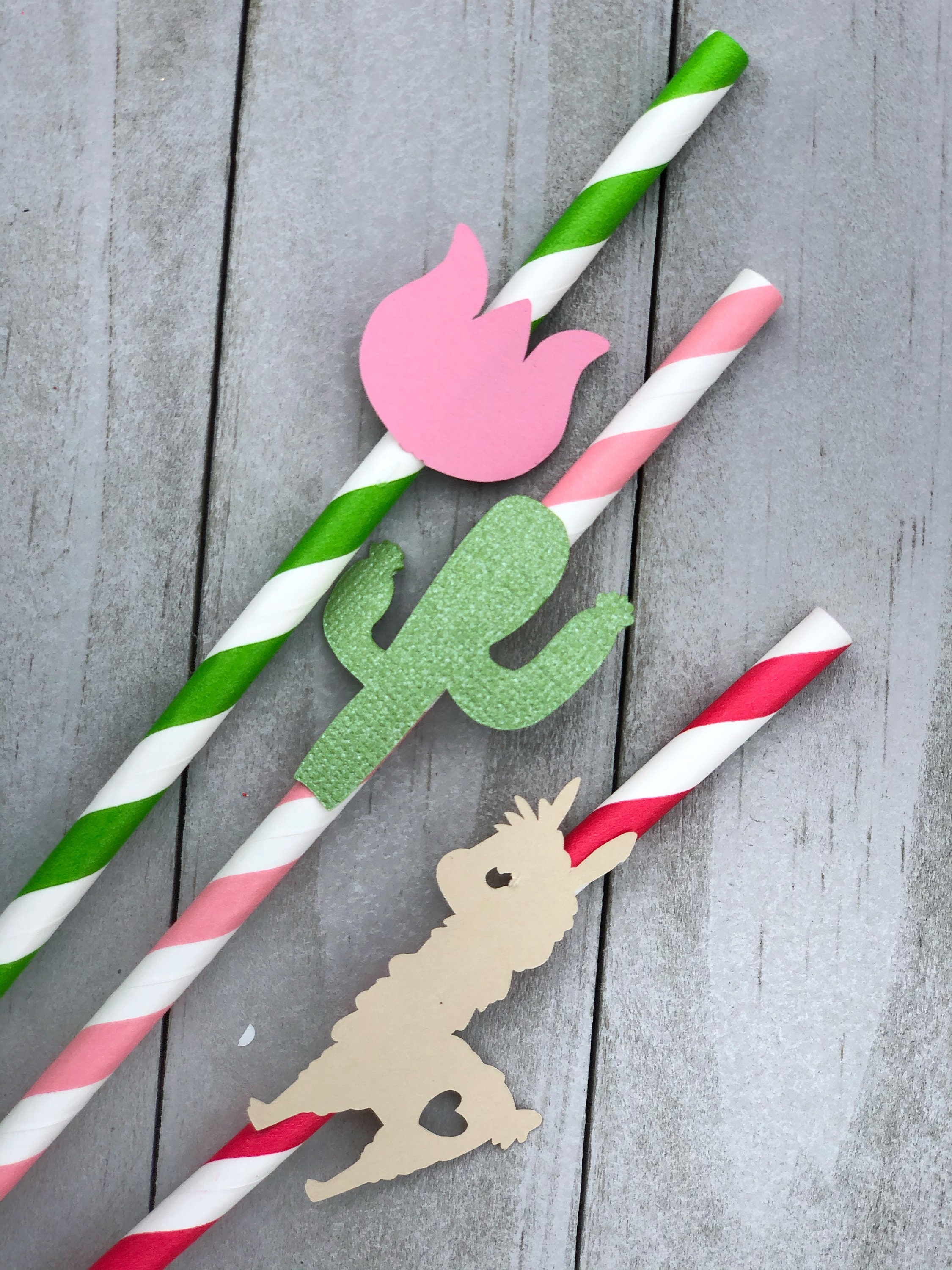 Vibrant Llama-Themed Straws - Set of 12 for First Birthdays, Fiesta Events & Cactus Celebrations