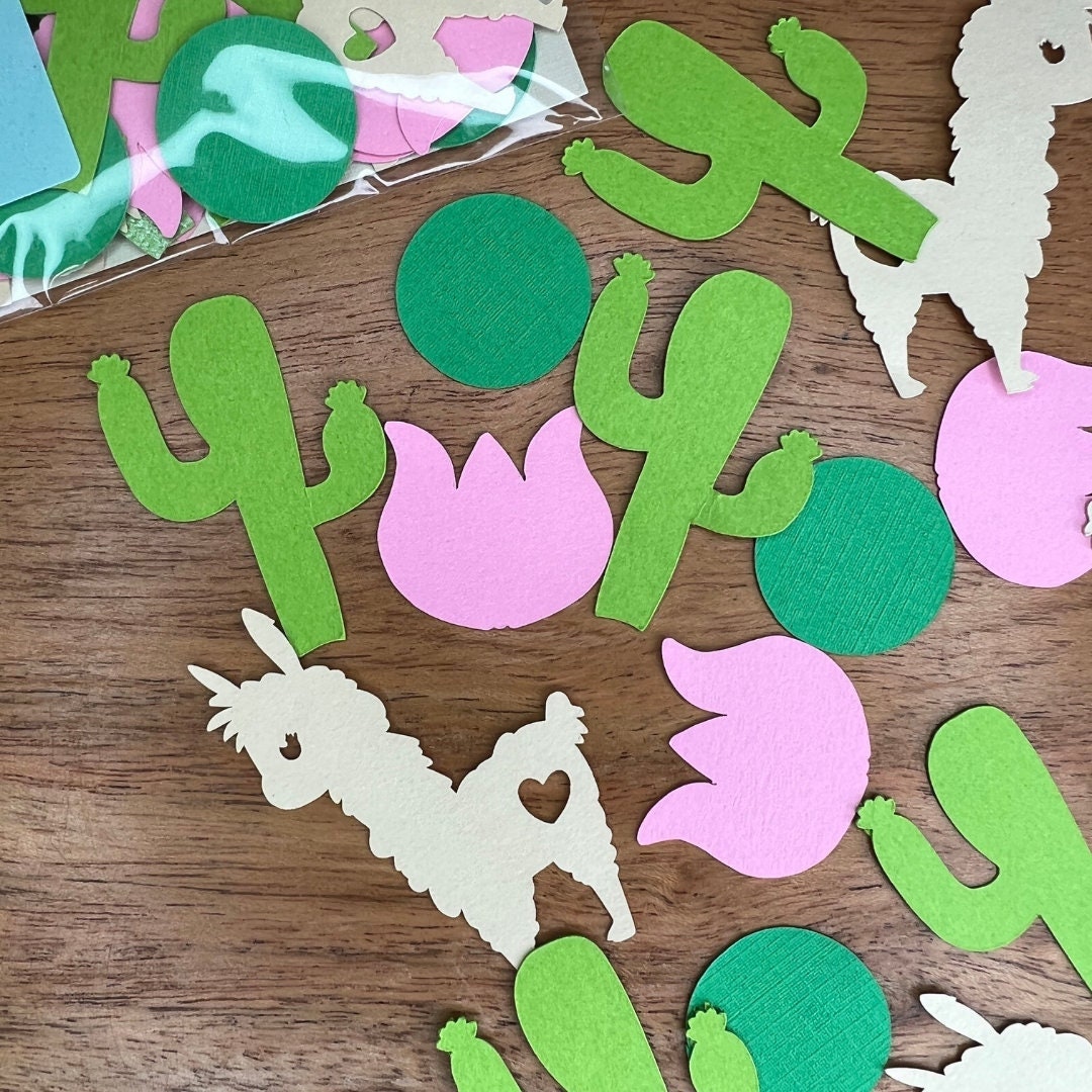 Adorable Llama and Cactus Confetti Set - 100-Piece Table Decor for Baby Showers & Themed Parties