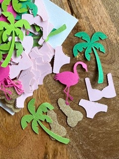 Fun Bachelorette Party Confetti Set - Flamingos, Palm Trees, Bikinis & Optional Naughty Penis Confetti