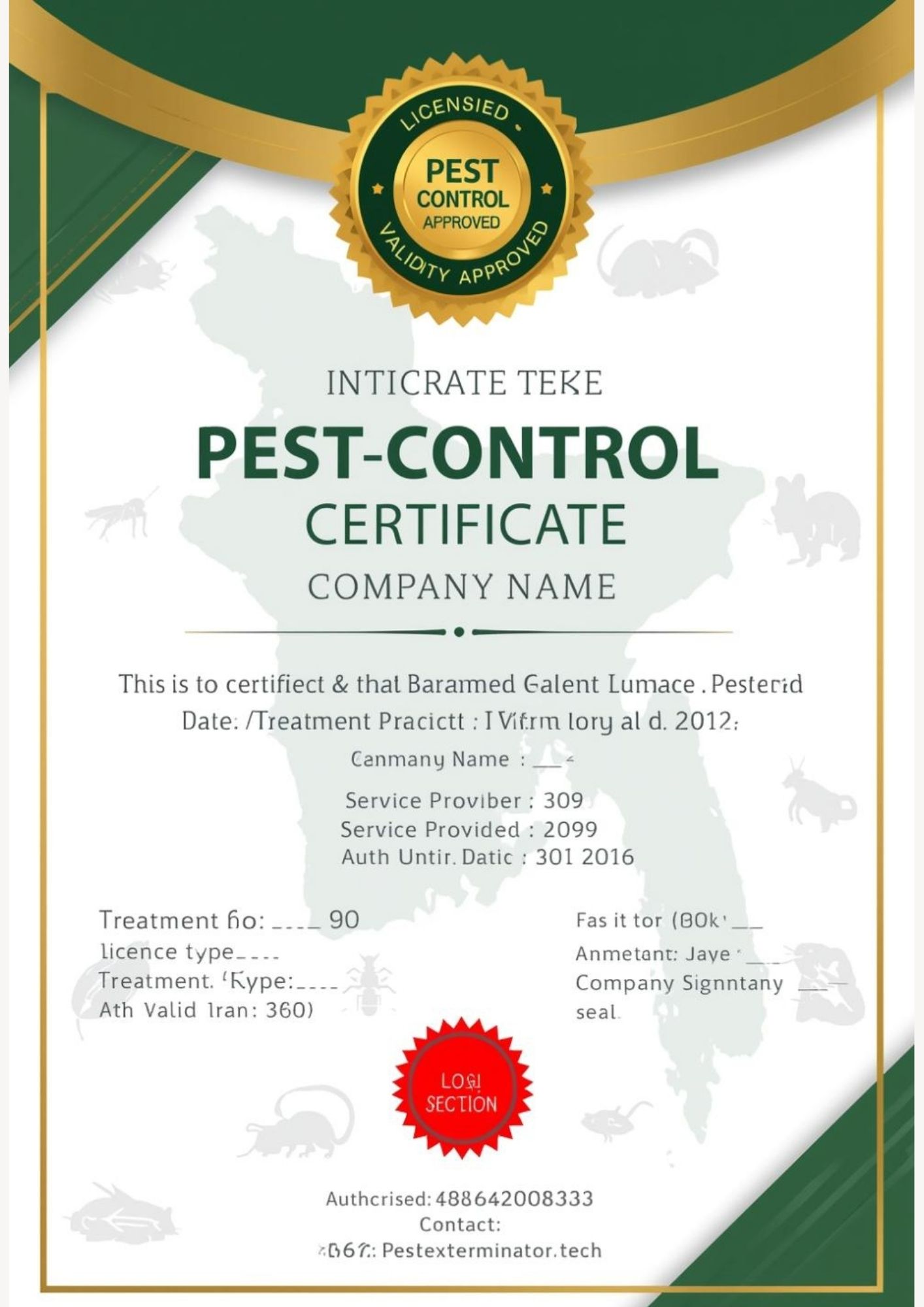 Digital Pest Control Certificate