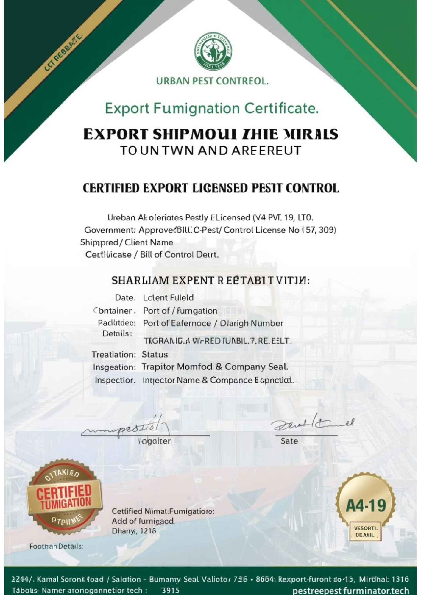 Export Fumigation Certificate