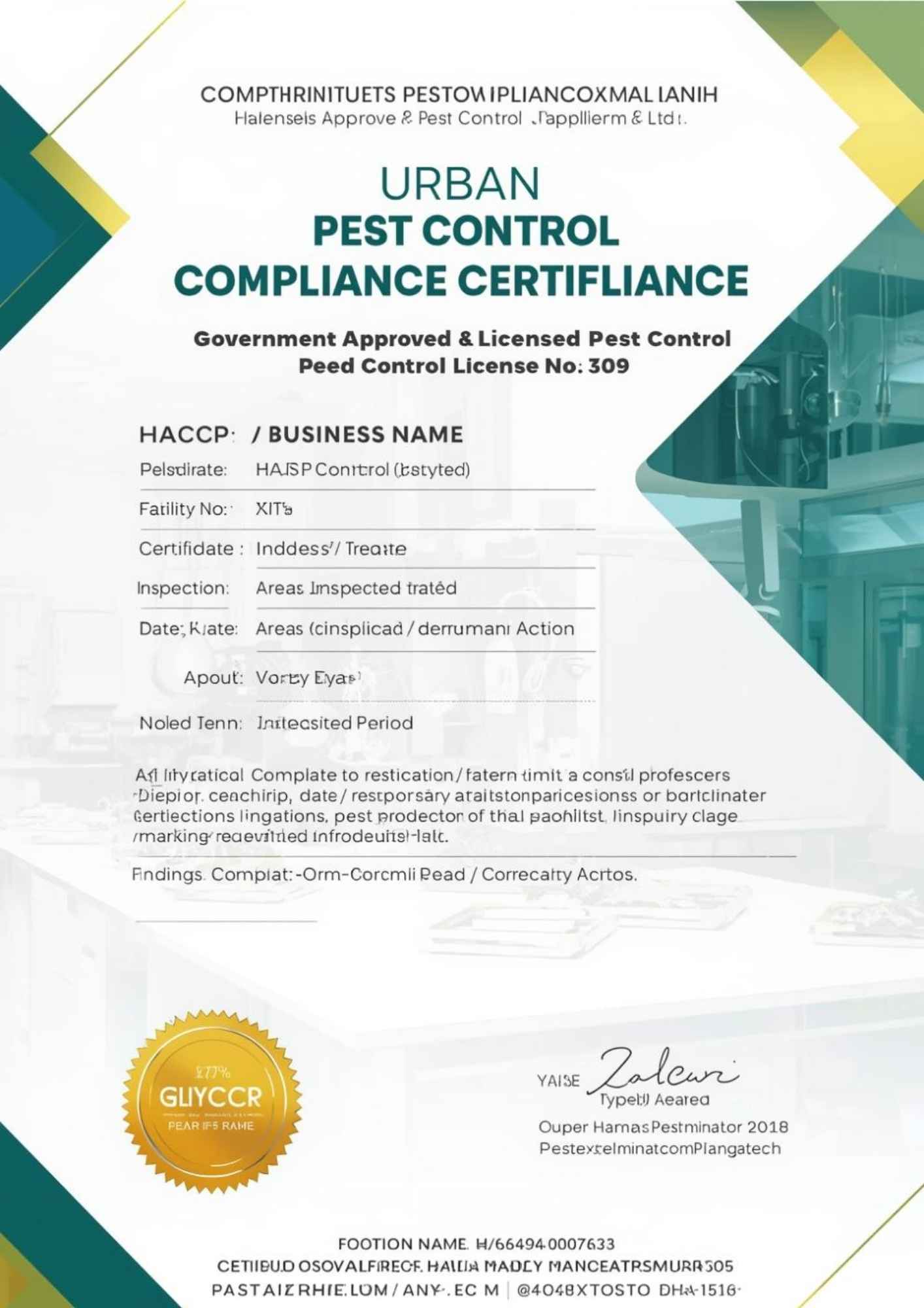 Pest Control Compliance Certificate