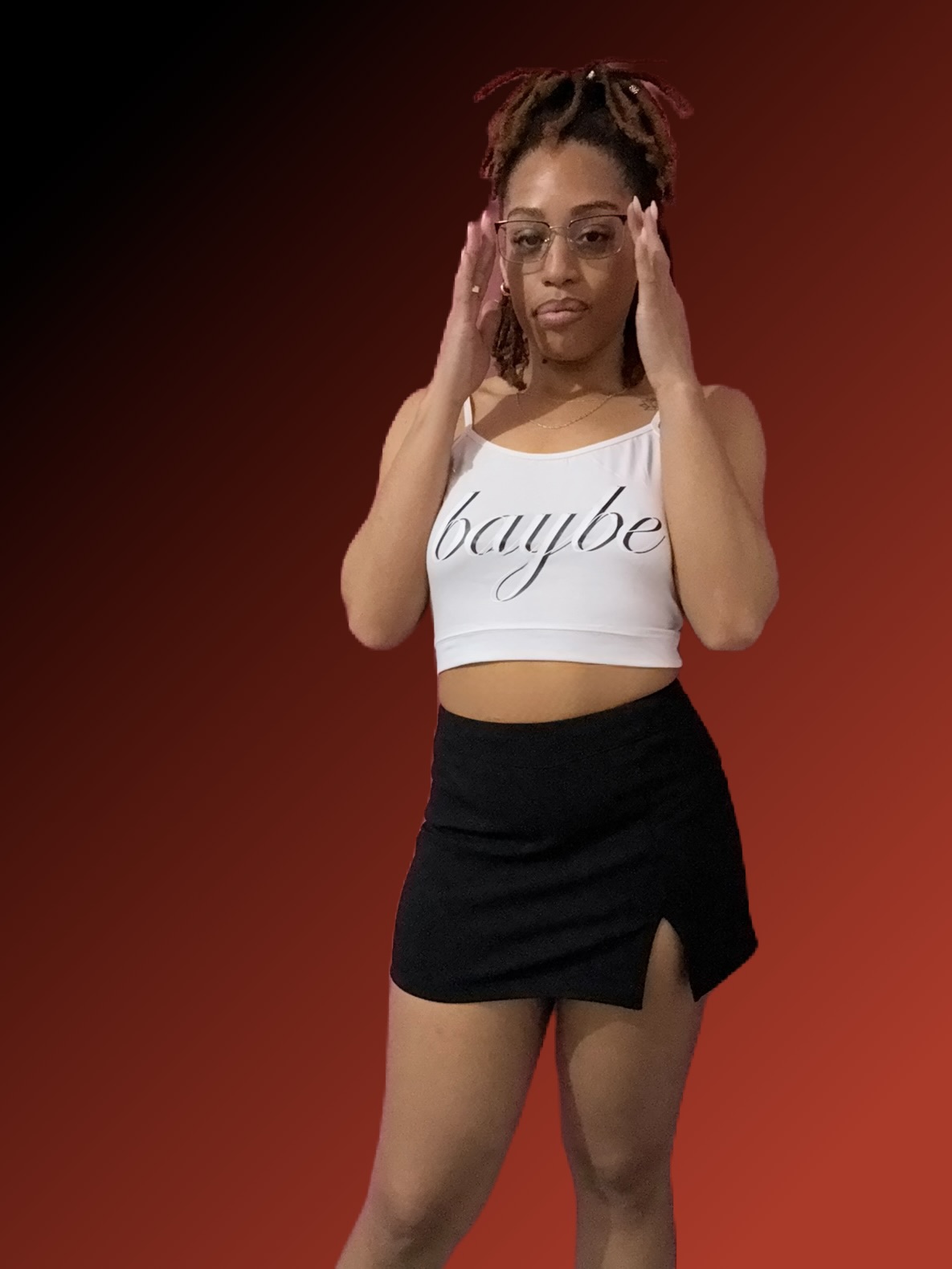 BAYBE Short Tank Top Black on White