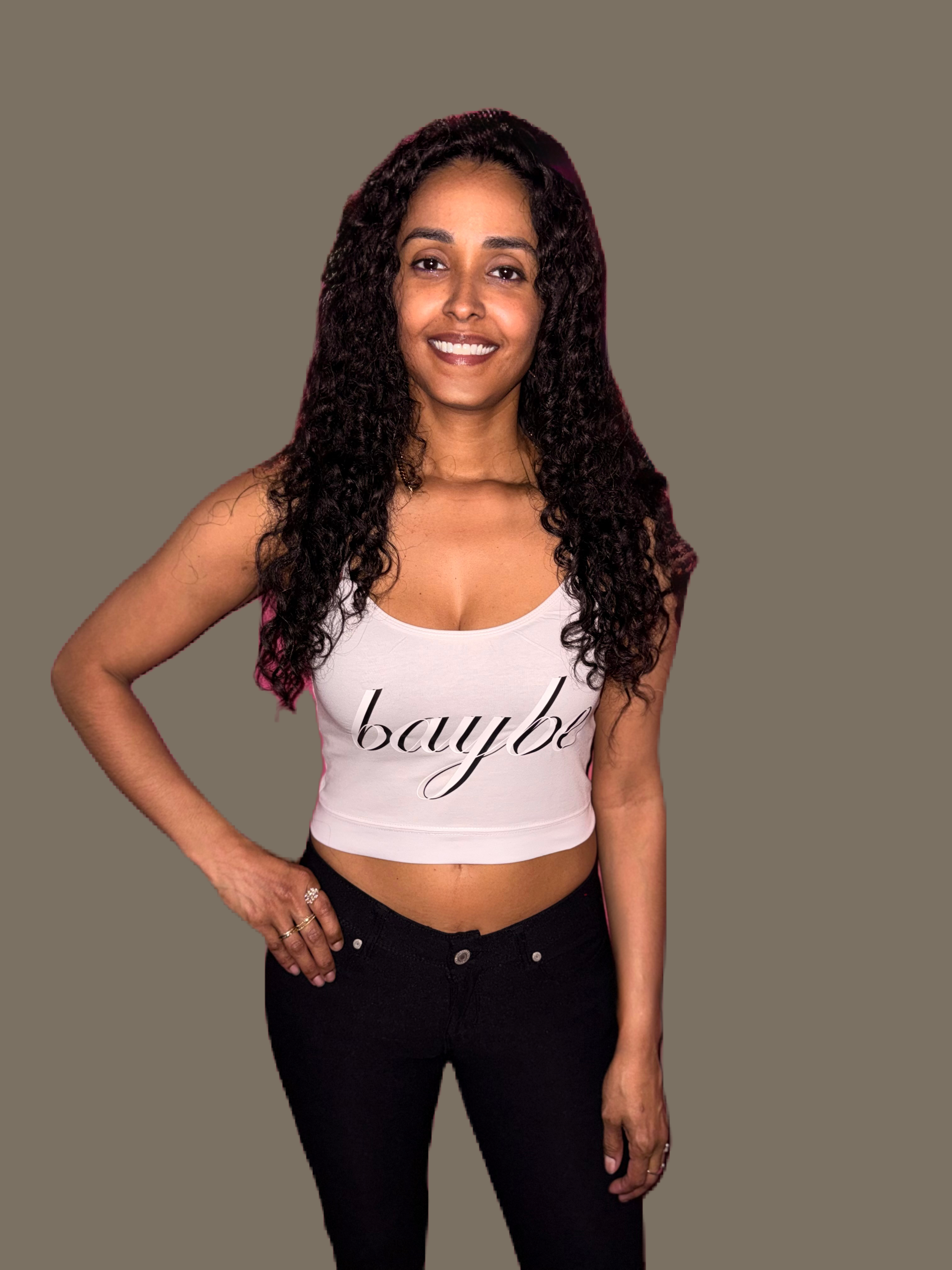 BAYBE Short Tank Top Black on White