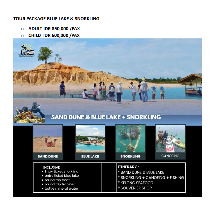 Sand Dune & Blue Lake + Snorkeling Tour Package