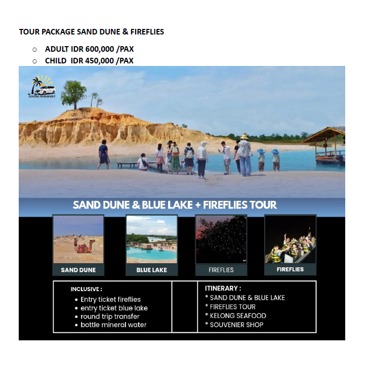 Bintan Tour package sand dune & fireflies