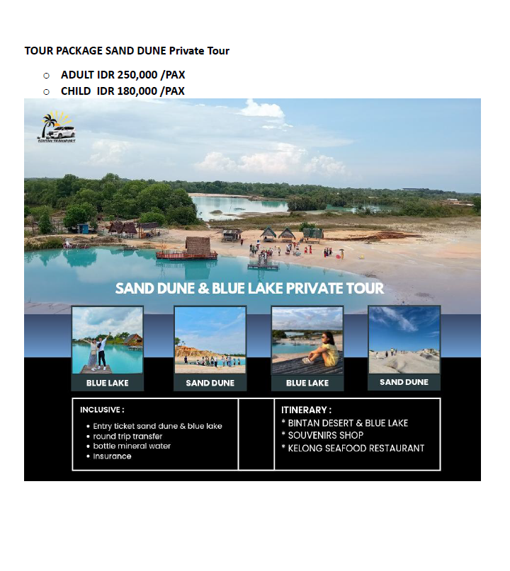 Sand Dune & Blue Lake Private Tour Package