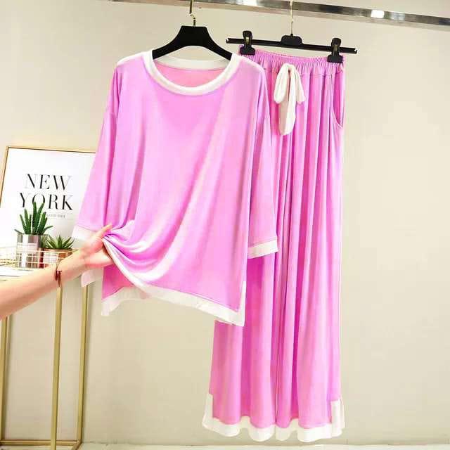 TWO-PIECE PINK PLAIN PLAZZO SET