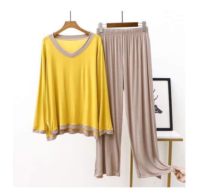 WOMAN'S PLAIN PLAZZO YELLOW AND GRAY