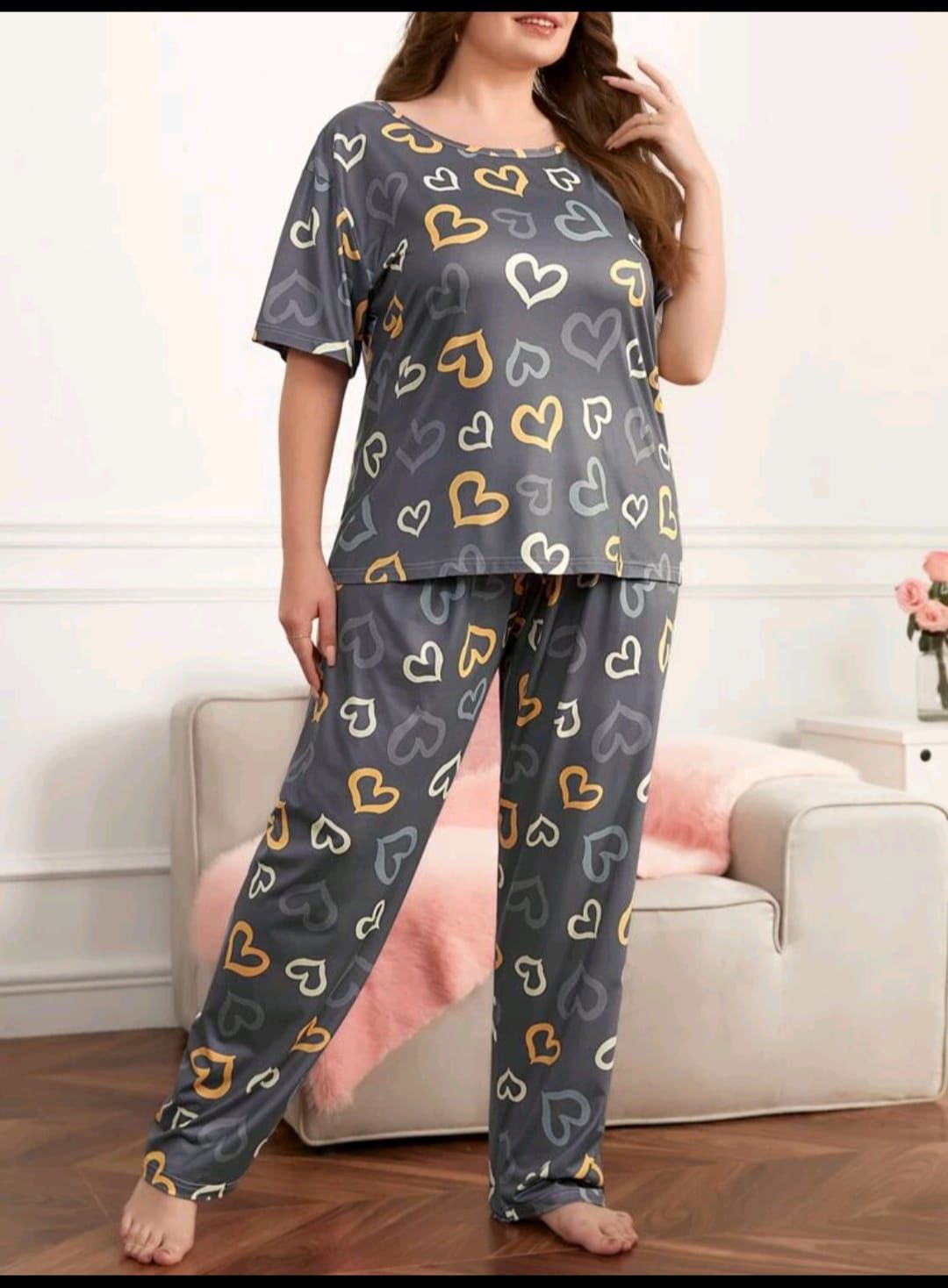 Women's Heart-Patterned Loungewear Set
